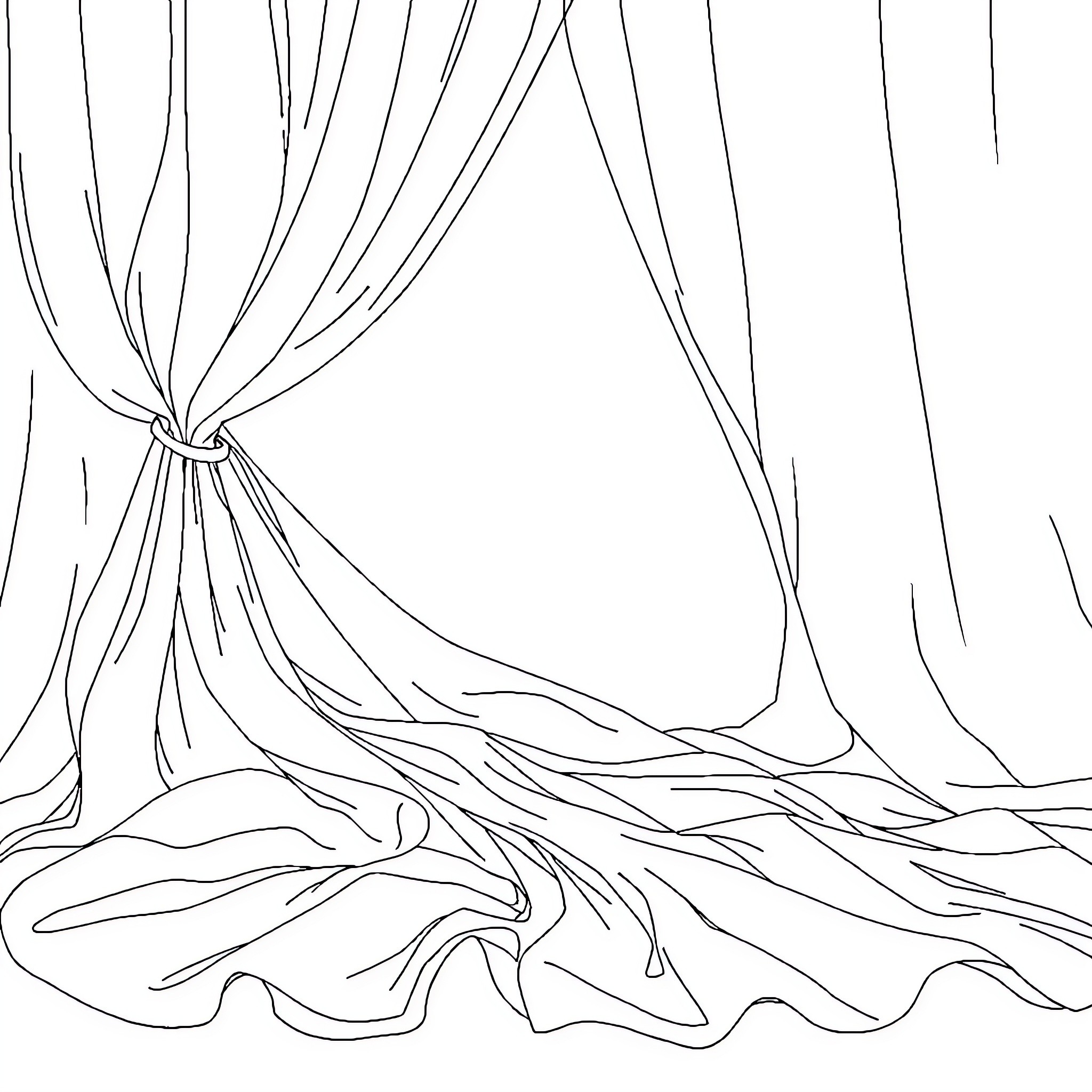 Wonyoungism: Draped Elegance Coloring Page (free black-and-white line drawing printable PDF for all, from beginners to advanced learners, including children, teens, adults, and seniors)