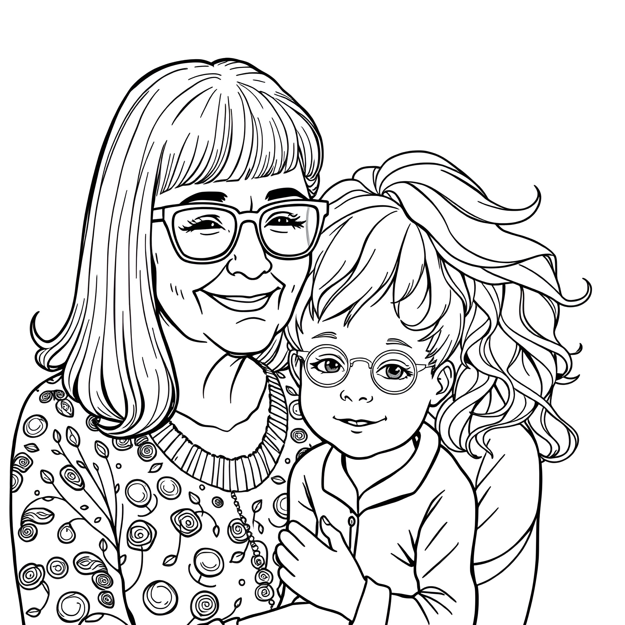 Family enjoy time together Coloring Page (free black-and-white line drawing printable PDF for all, from beginners to advanced learners, including children, teens, adults, and seniors)