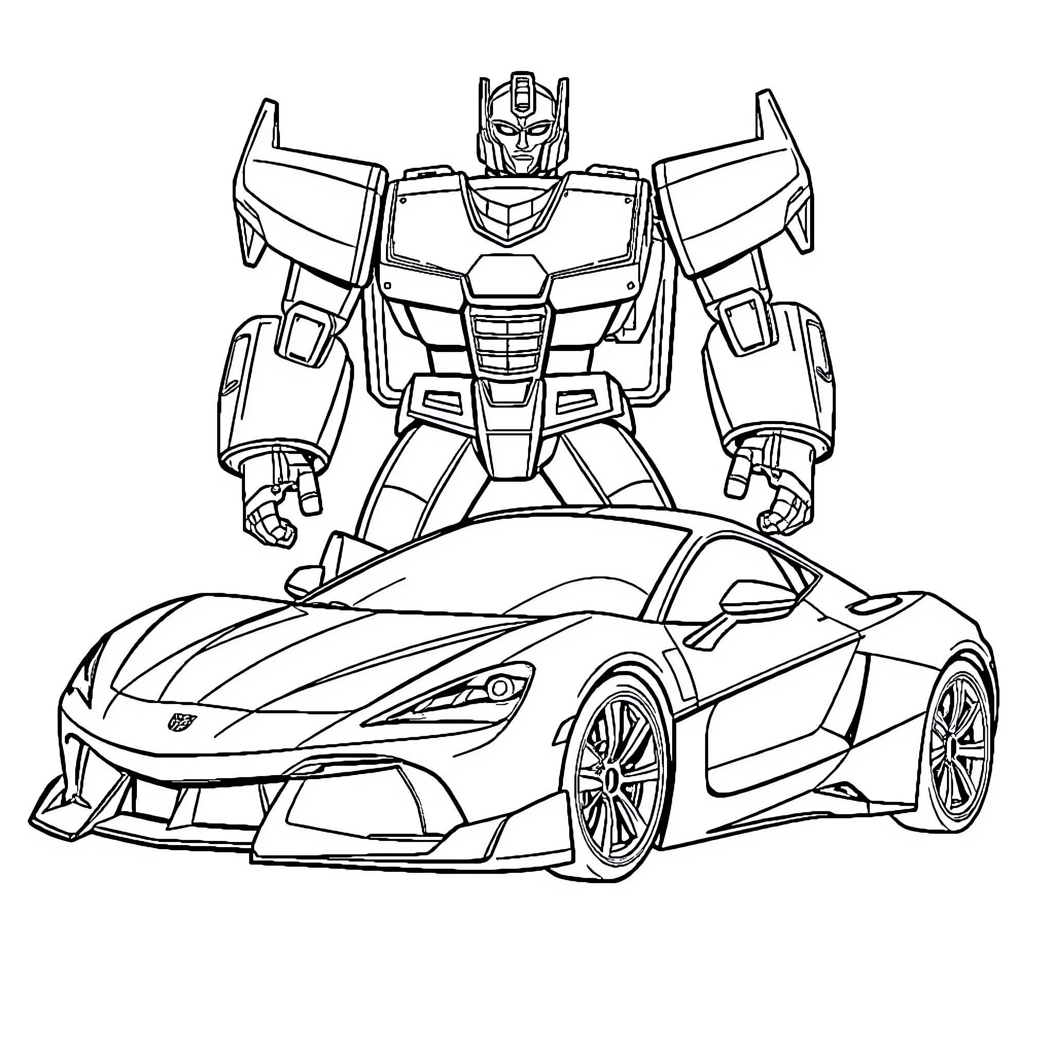 Mirage of Futuristic Robotic Transformation Coloring Page (free black-and-white line drawing printable PDF for all, from beginners to advanced learners, including children, teens, adults, and seniors)