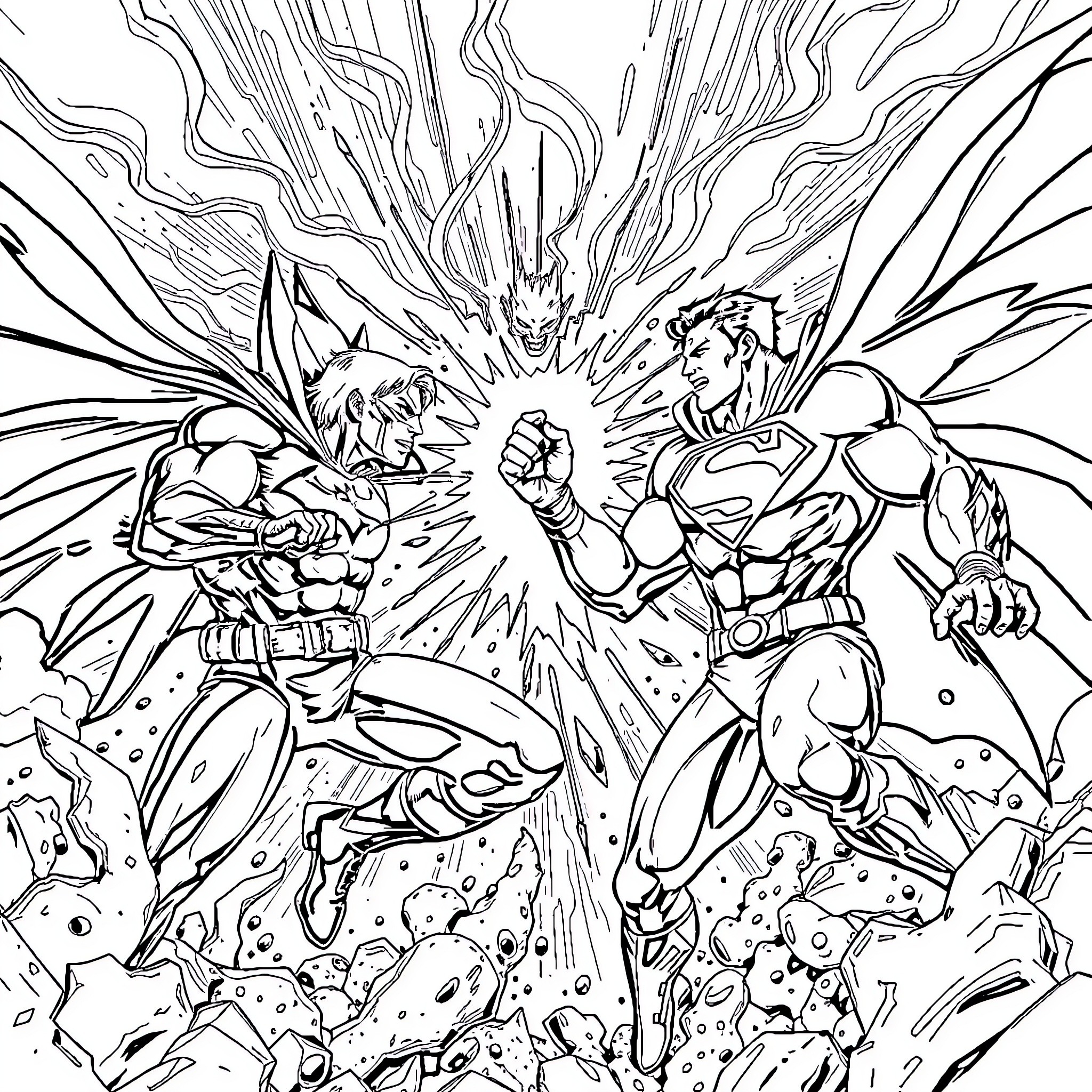 Songoku fighting with intensity and power Coloring Page (free black-and-white line drawing printable PDF for all, from beginners to advanced learners, including children, teens, adults, and seniors)