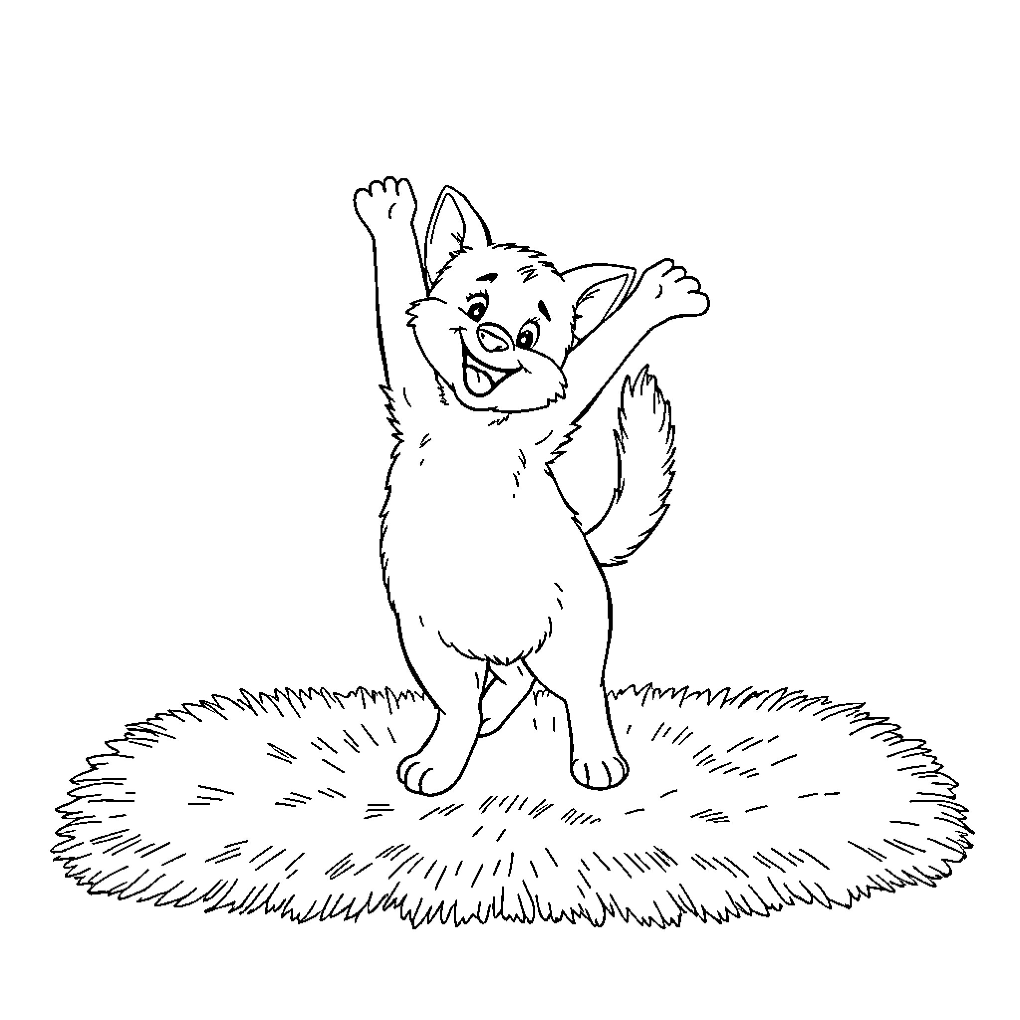 Mimi the Playful Puppy's Outdoor Adventure Coloring Page (free black-and-white line drawing printable PDF for all, from beginners to advanced learners, including children, teens, adults, and seniors)