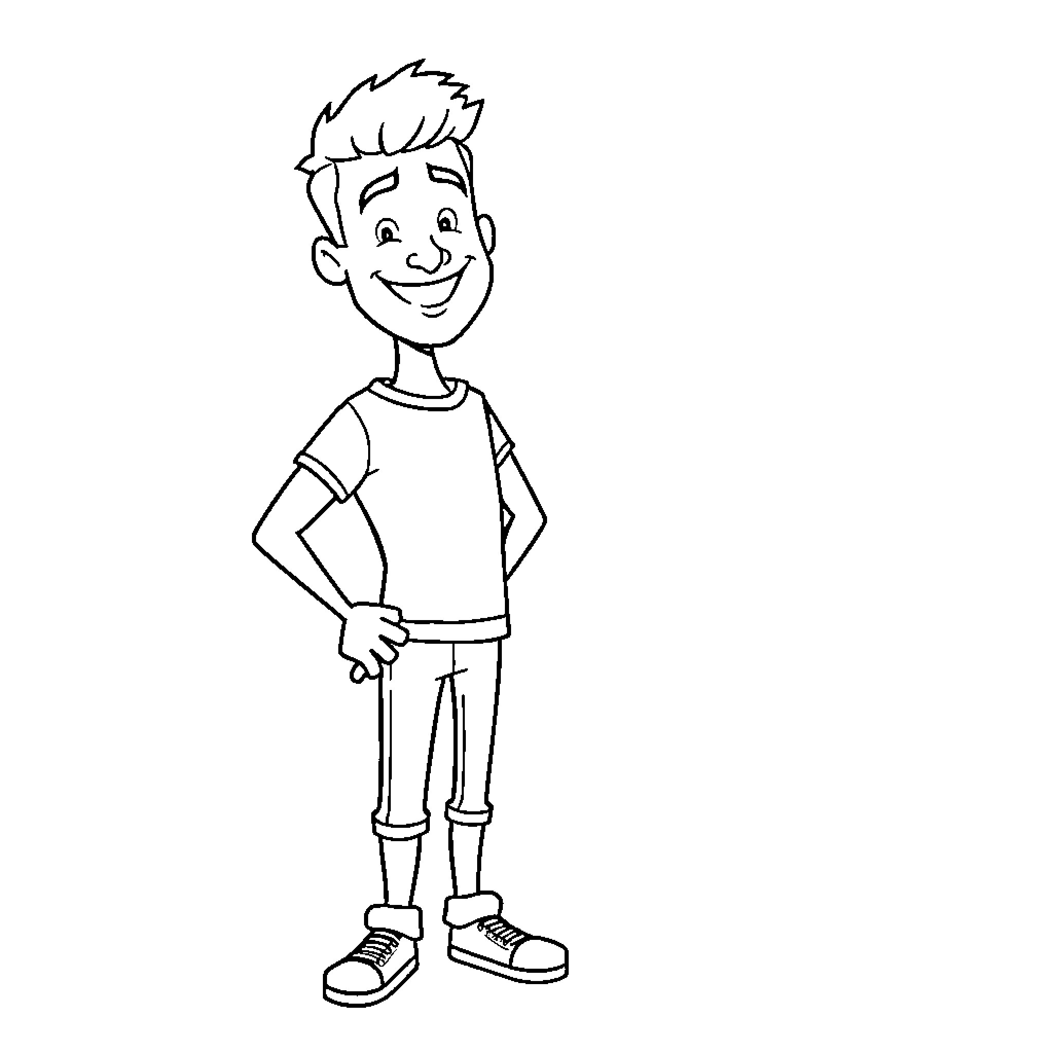 Nathan Harriel in a friendly posture Coloring Page (free black-and-white line drawing printable PDF for all, from beginners to advanced learners, including children, teens, adults, and seniors)