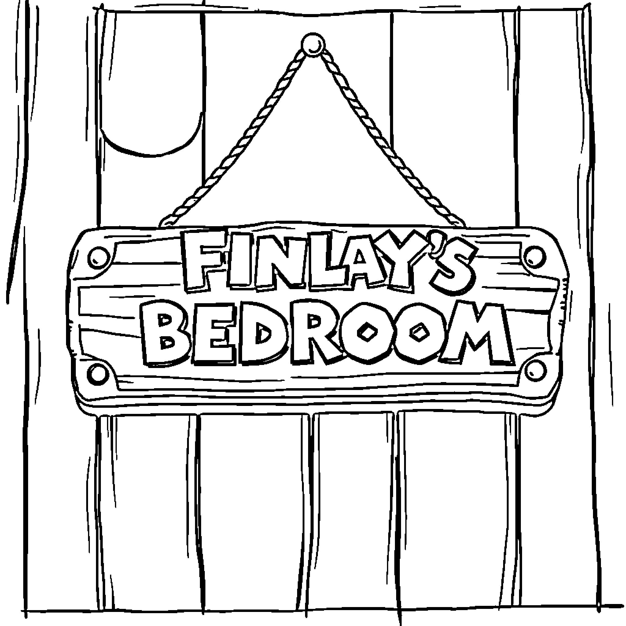 Mario's Bedroom Sign Coloring Page (free black-and-white line drawing printable PDF for all, from beginners to advanced learners, including children, teens, adults, and seniors)