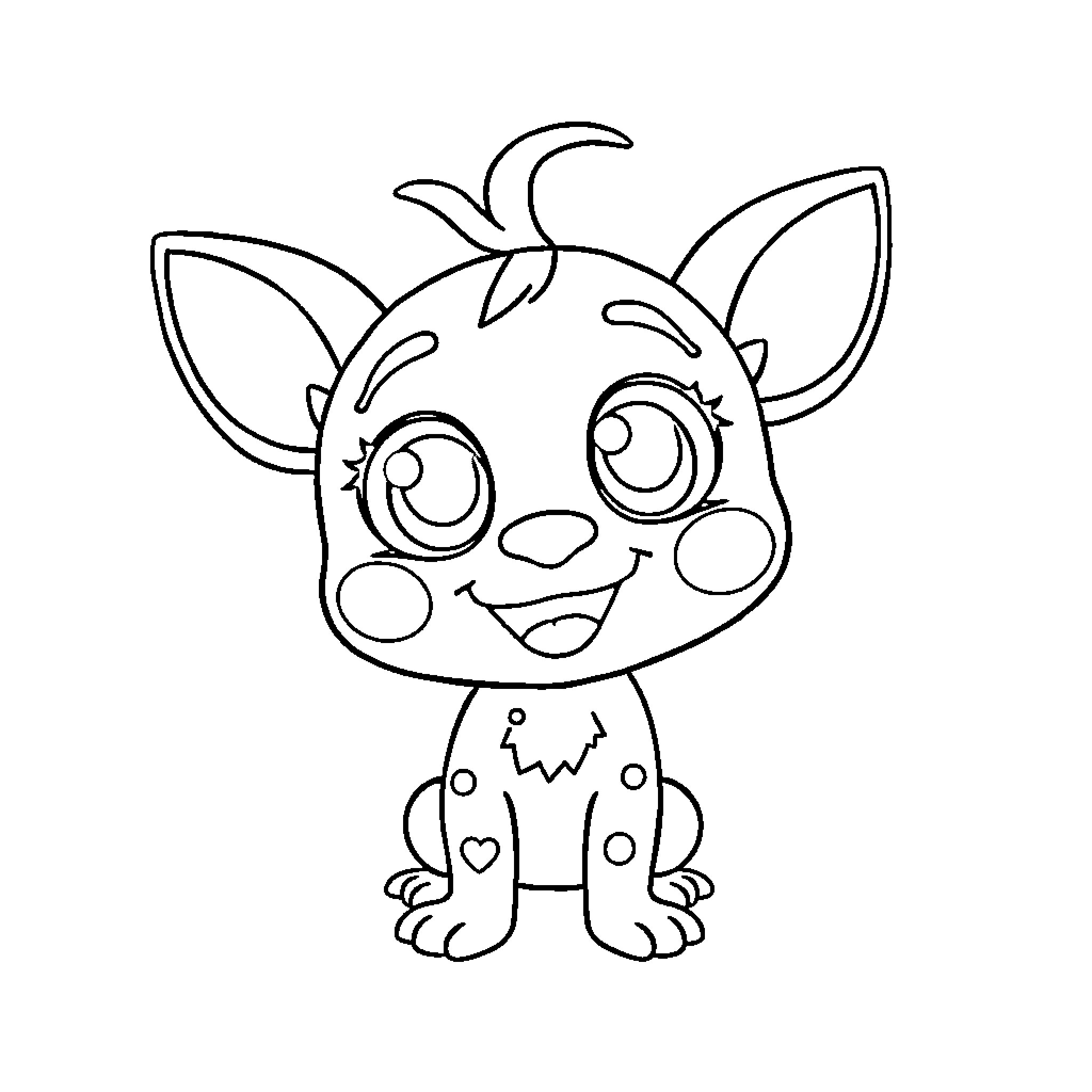 Kawaii Playful Puppy Coloring Page (free black-and-white line drawing printable PDF for all, from beginners to advanced learners, including children, teens, adults, and seniors)