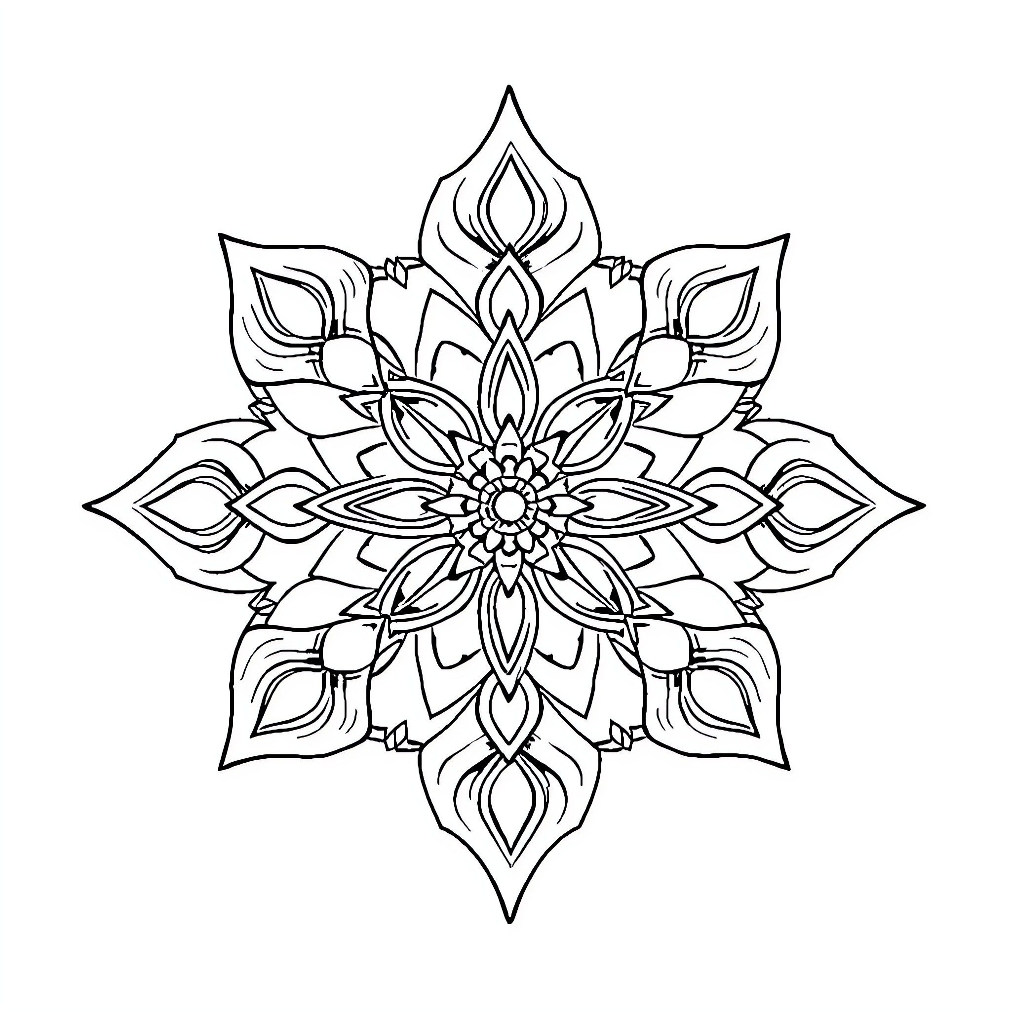 Pattern of Intricate Floral Design Coloring Page (free black-and-white line drawing printable PDF for all, from beginners to advanced learners, including children, teens, adults, and seniors)