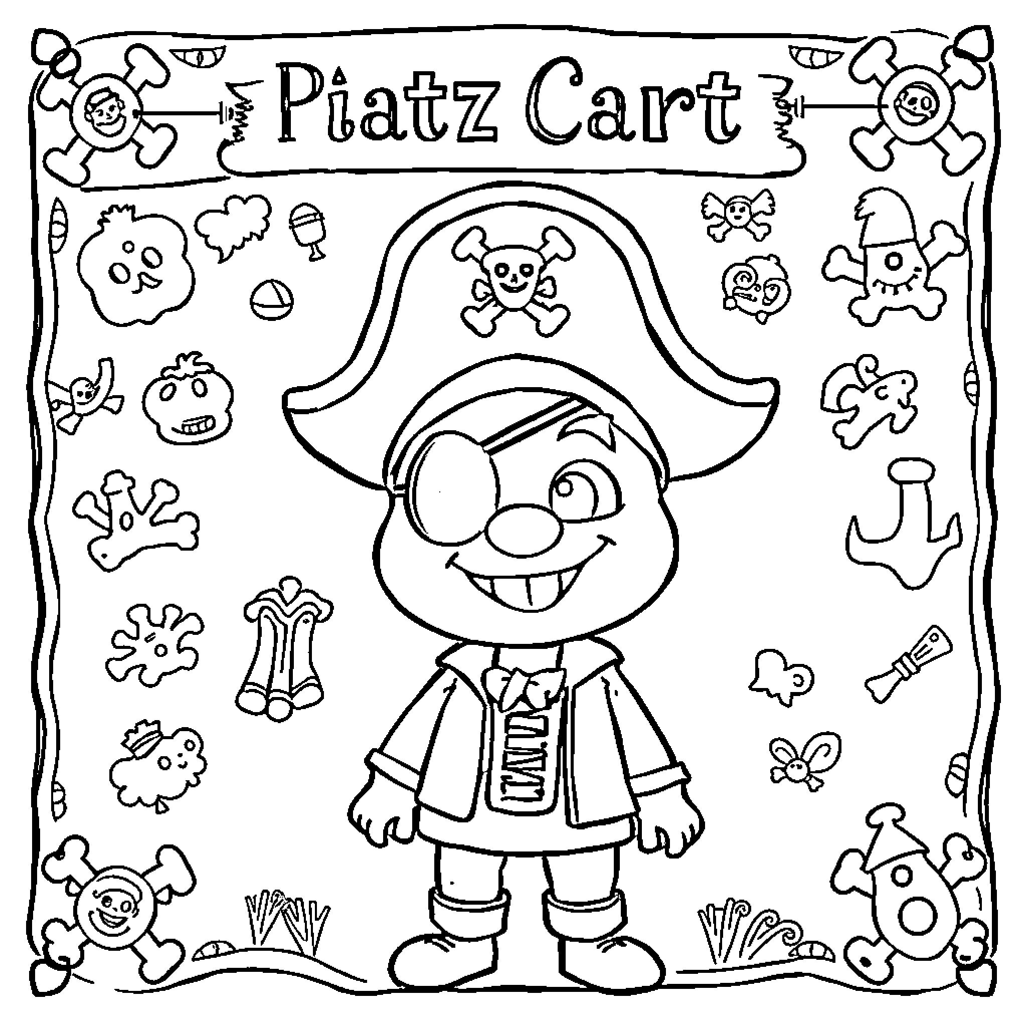 Bluey's Pirate Adventure Coloring Page (free black-and-white line drawing printable PDF for all, from beginners to advanced learners, including children, teens, adults, and seniors)
