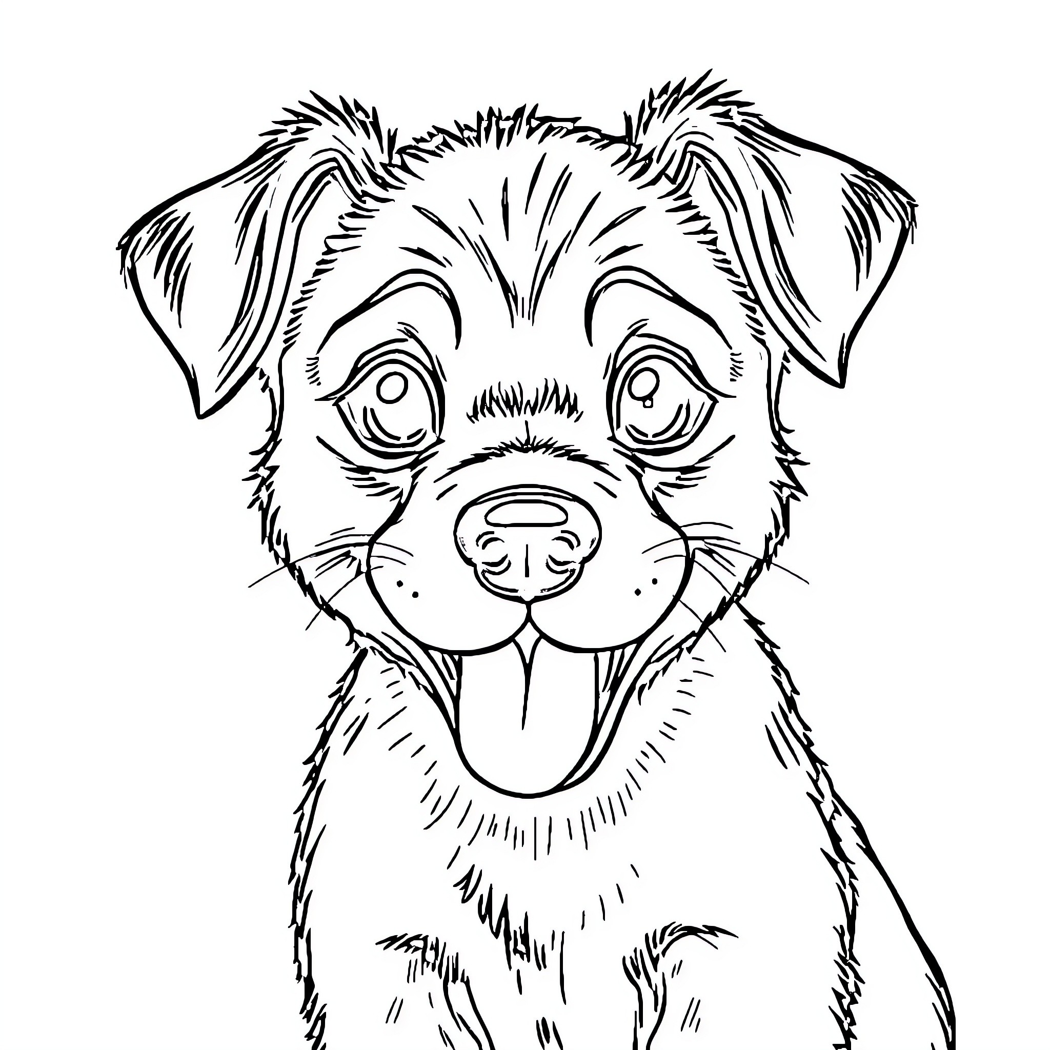 Bluey the adorable puppy's friendly expression Coloring Page (free black-and-white line drawing printable PDF for all, from beginners to advanced learners, including children, teens, adults, and seniors)