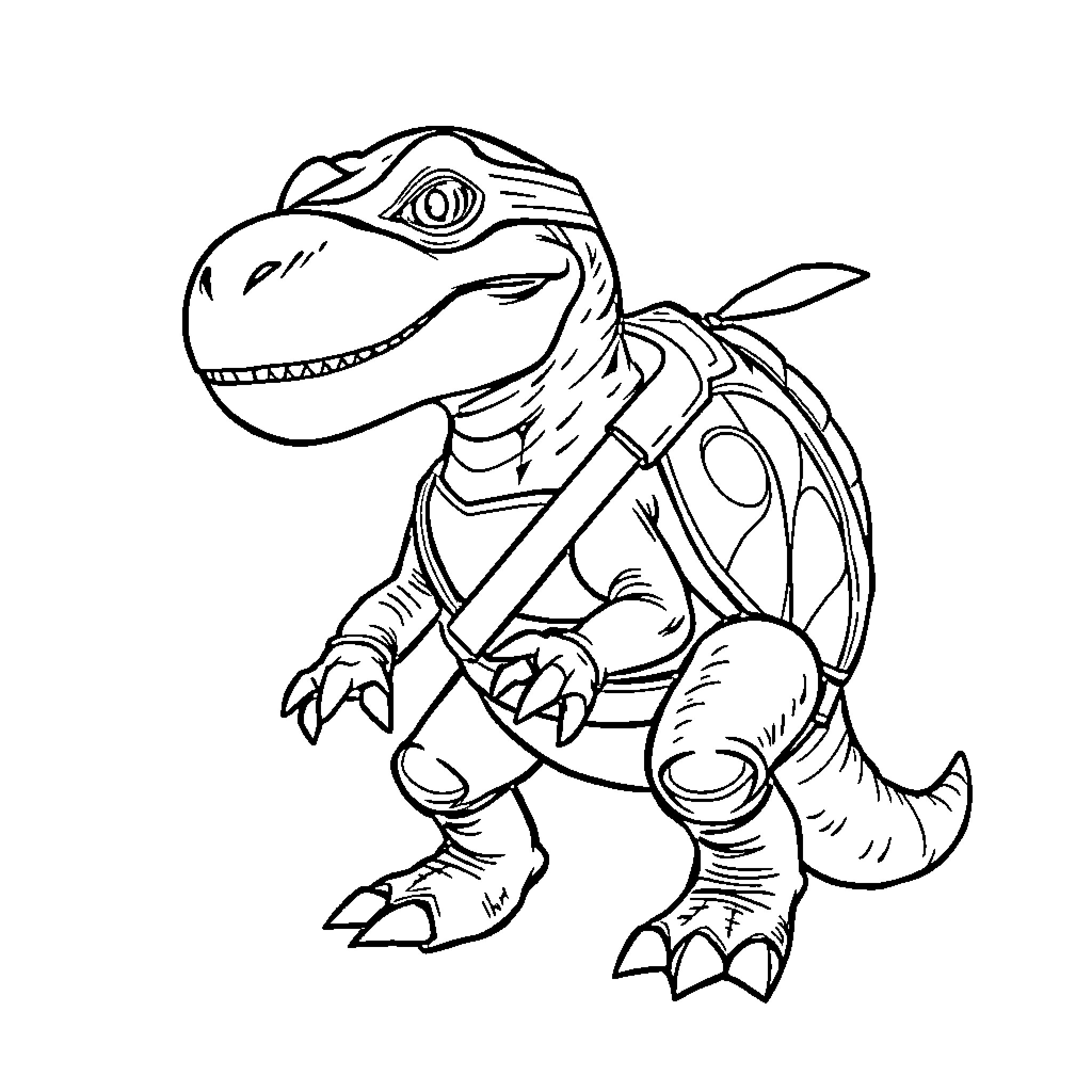 Dinosaur toy in playful stance Coloring Page (free black-and-white line drawing printable PDF for all, from beginners to advanced learners, including children, teens, adults, and seniors)