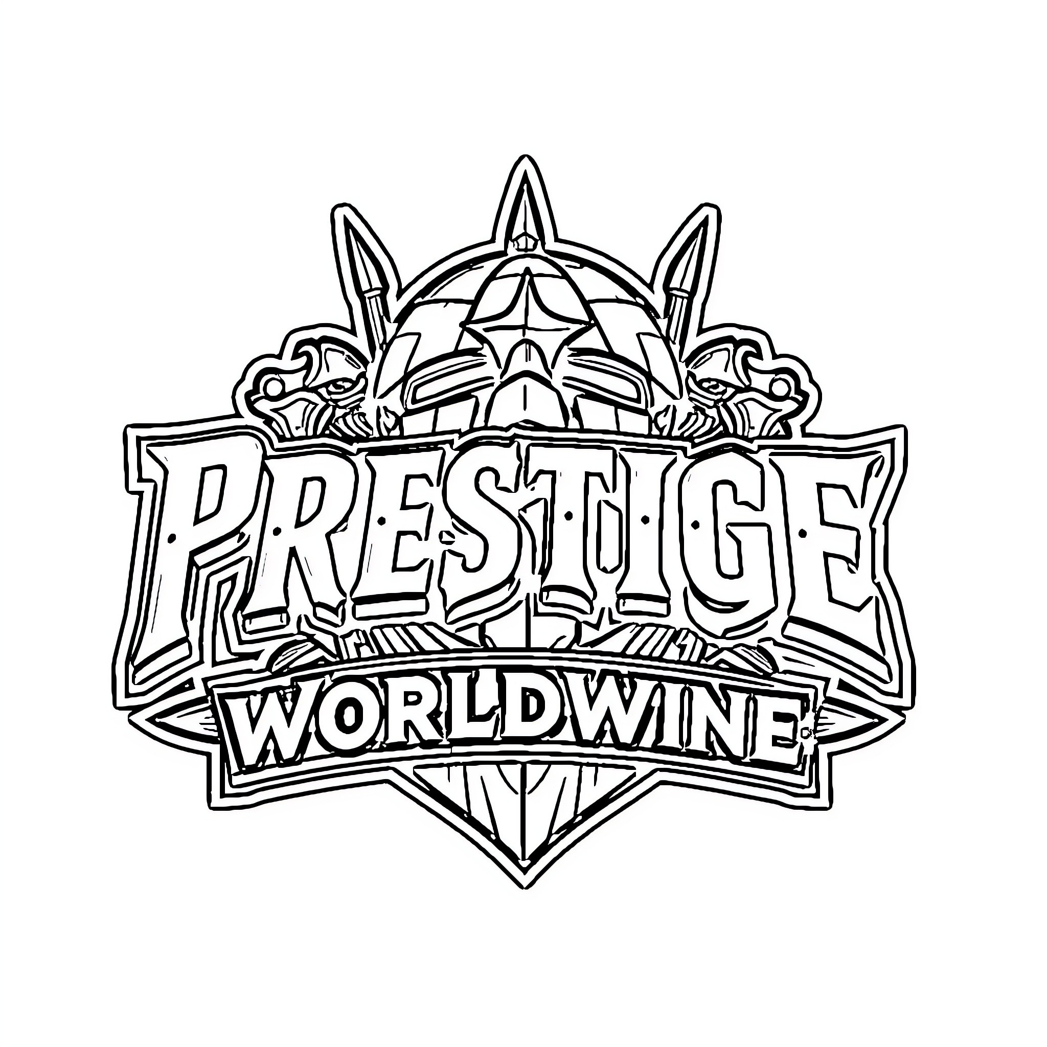 Logo featuring ornate design and text Coloring Page (free black-and-white line drawing printable PDF for all, from beginners to advanced learners, including children, teens, adults, and seniors)