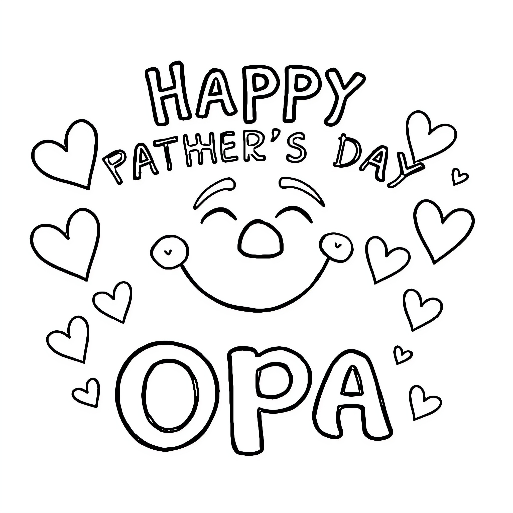 Father's joyful Father's Day celebration Coloring Page (free black-and-white line drawing printable PDF for all, from beginners to advanced learners, including children, teens, adults, and seniors)