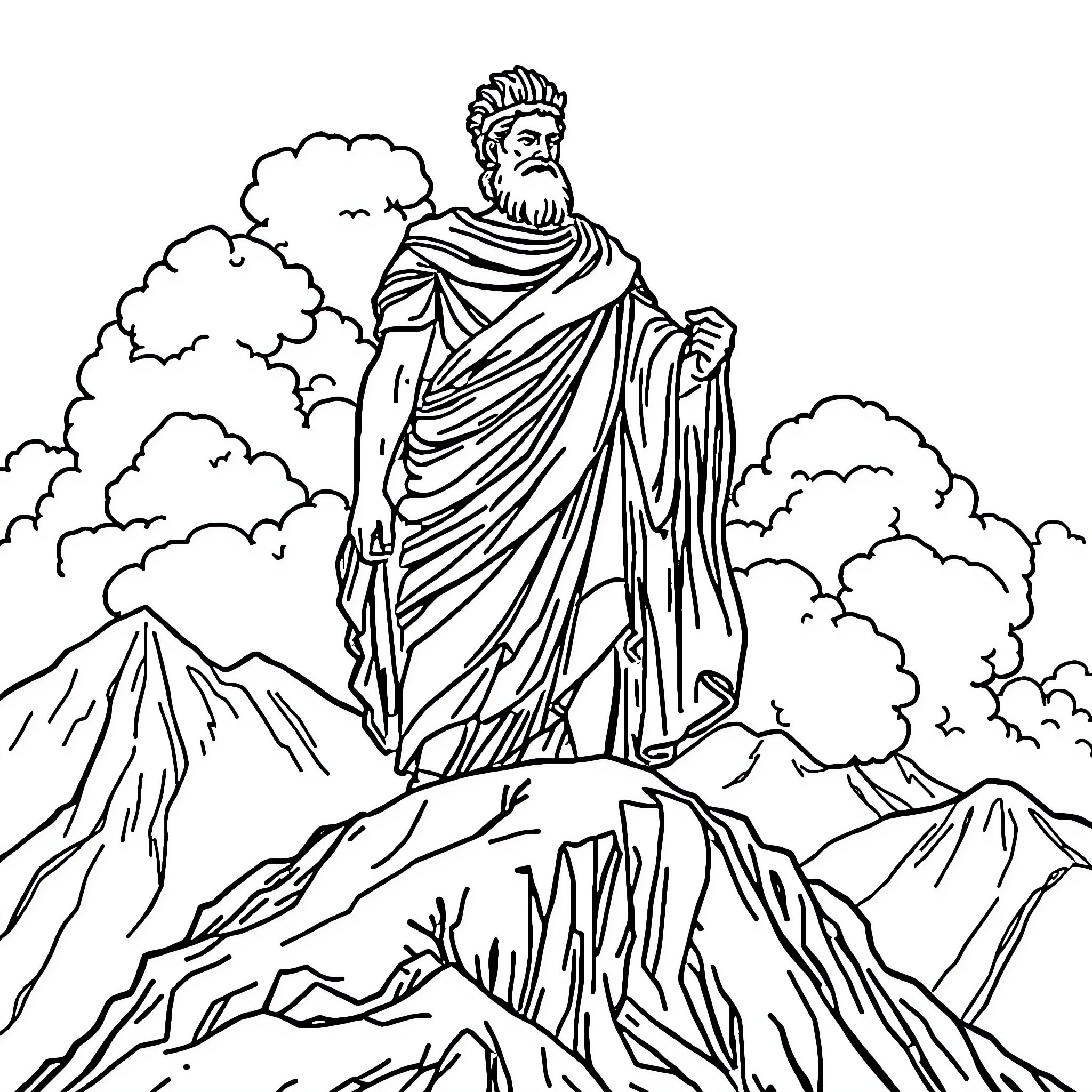 Marcus Aurelius contemplating the vastness of nature Coloring Page (free black-and-white line drawing printable PDF for all, from beginners to advanced learners, including children, teens, adults, and seniors)