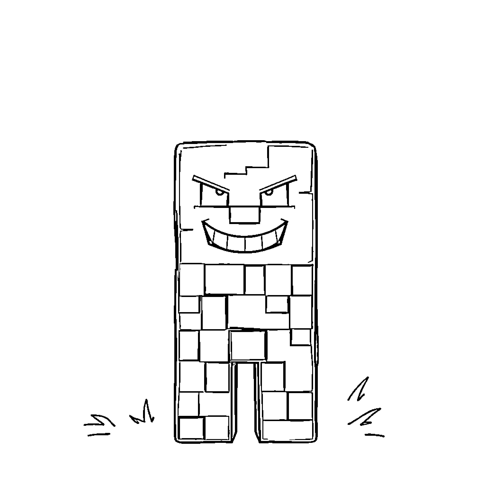 Creeper character with mischievous expression Coloring Page (free black-and-white line drawing printable PDF for all, from beginners to advanced learners, including children, teens, adults, and seniors)