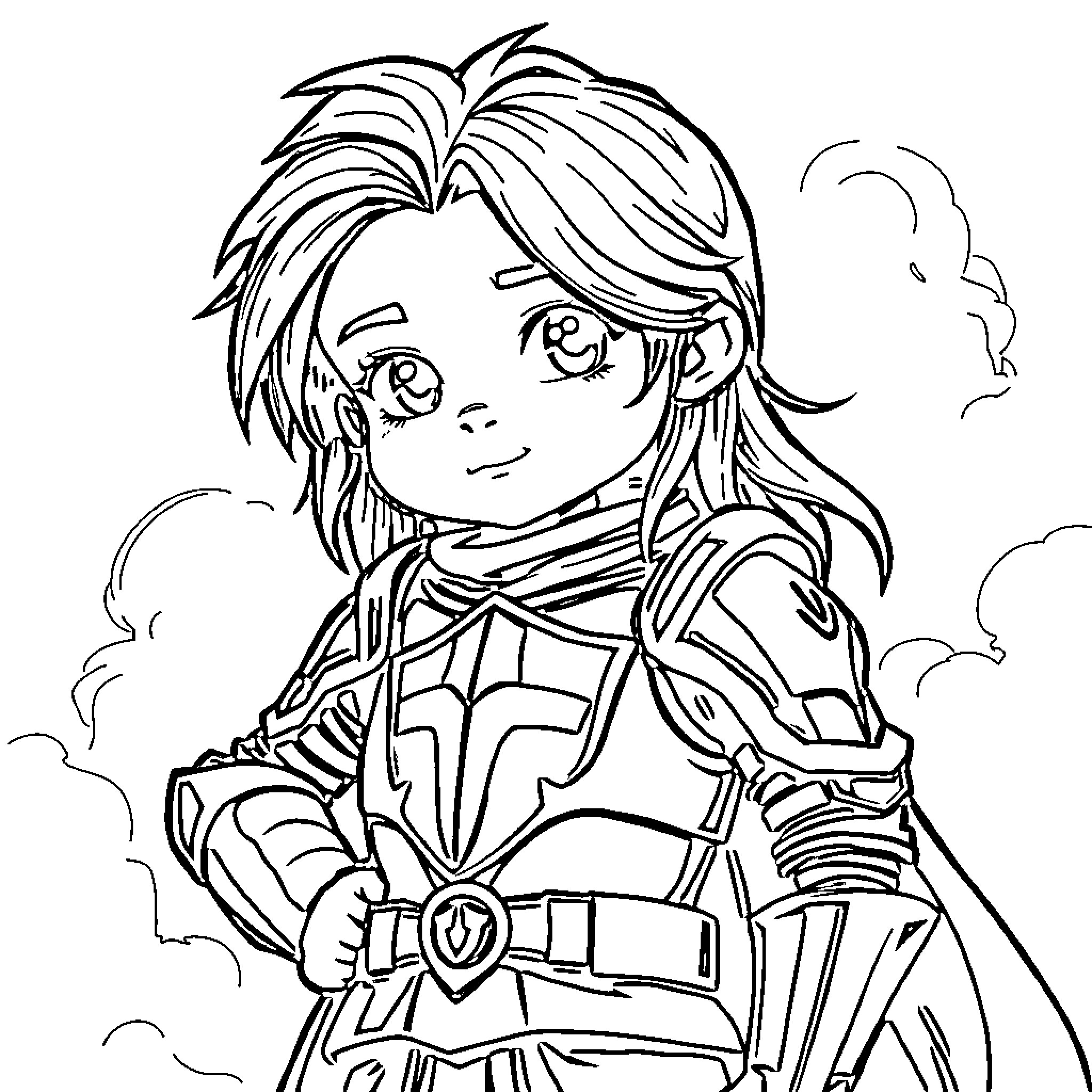 Boy in Heroic Costume and Pose Coloring Page (free black-and-white line drawing printable PDF for all, from beginners to advanced learners, including children, teens, adults, and seniors)