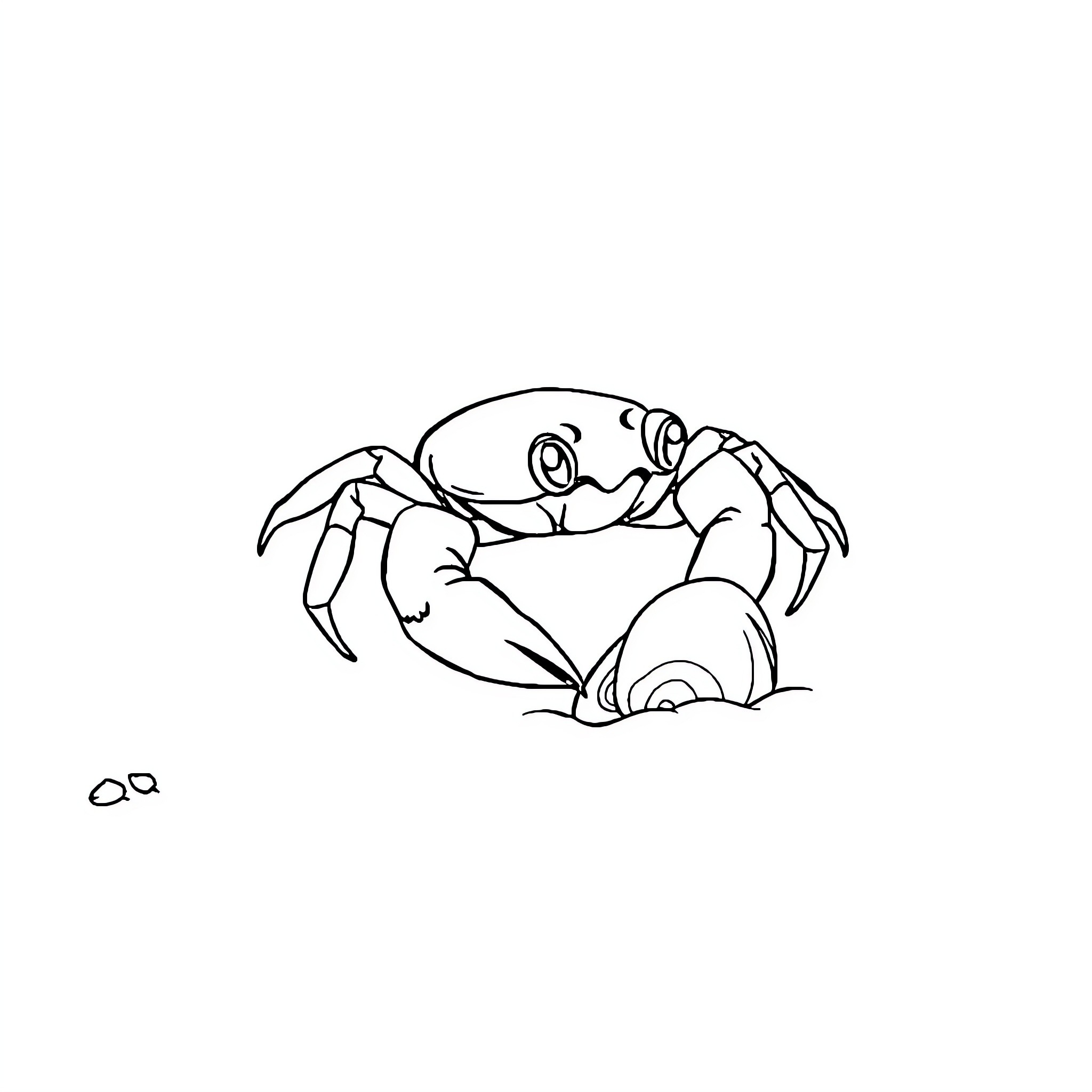 Crab with claws raised in a defensive posture Coloring Page (free black-and-white line drawing printable PDF for all, from beginners to advanced learners, including children, teens, adults, and seniors)