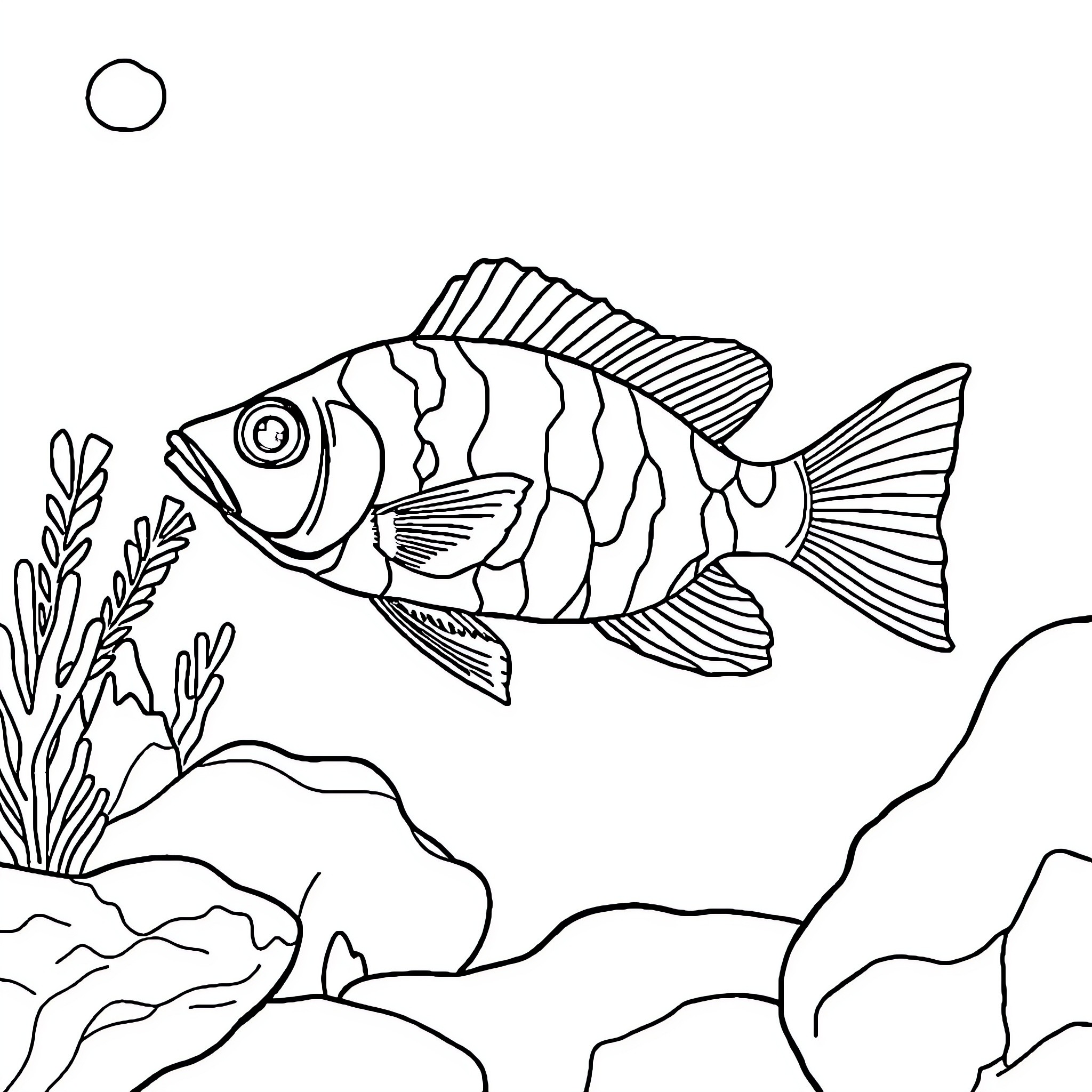 Molly's Underwater Adventure Coloring Page (free black-and-white line drawing printable PDF for all, from beginners to advanced learners, including children, teens, adults, and seniors)