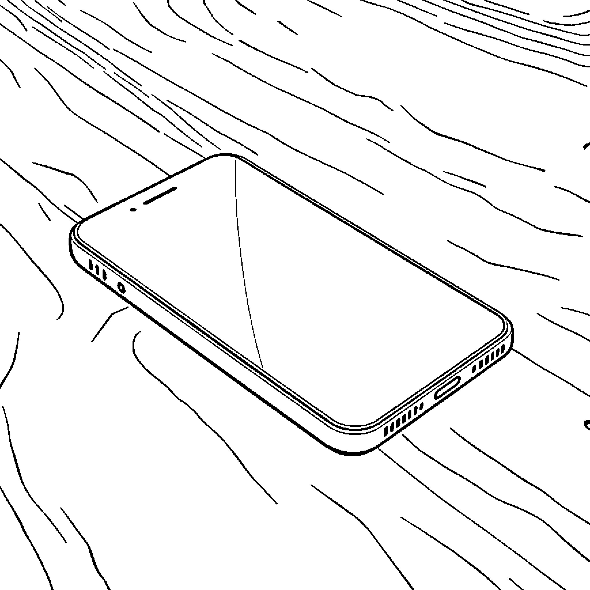 iPhone in motion on abstract background Coloring Page (free black-and-white line drawing printable PDF for all, from beginners to advanced learners, including children, teens, adults, and seniors)