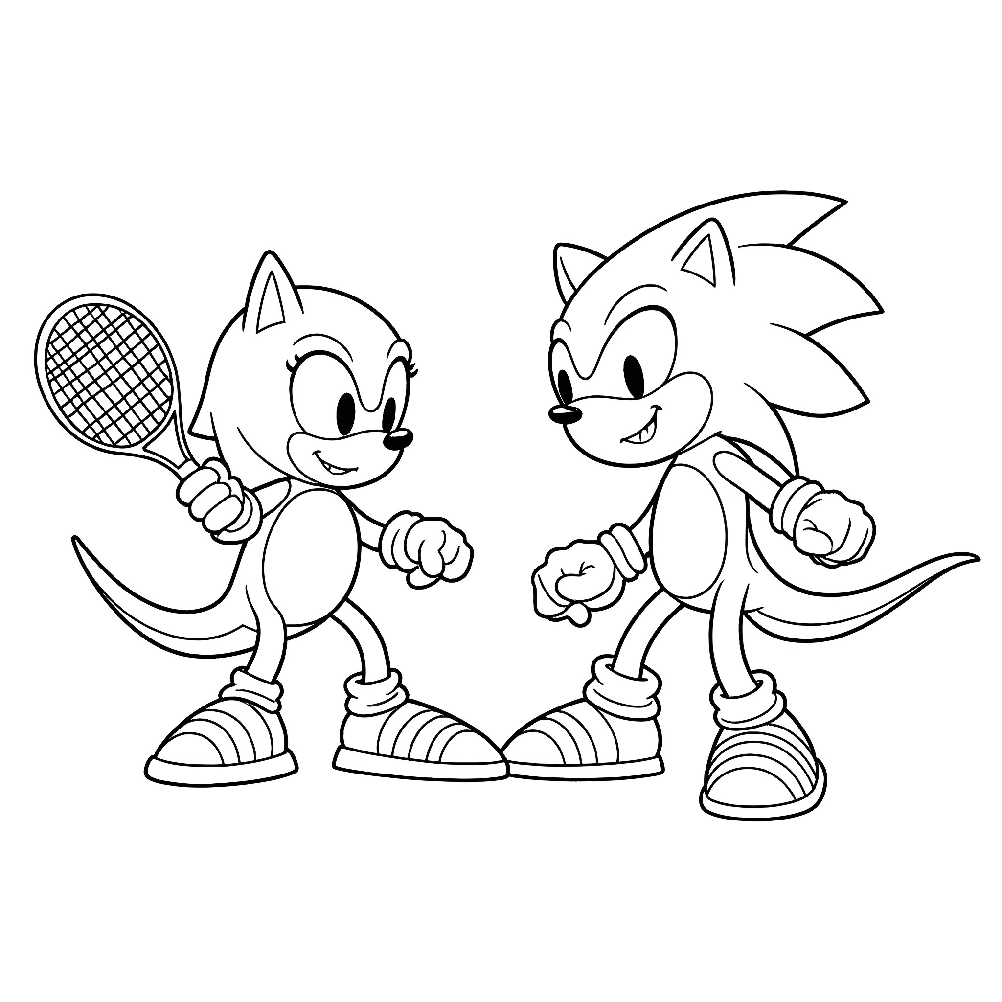 Tyrannosaurus race to the tennis match Coloring Page (free black-and-white line drawing printable PDF for all, from beginners to advanced learners, including children, teens, adults, and seniors)