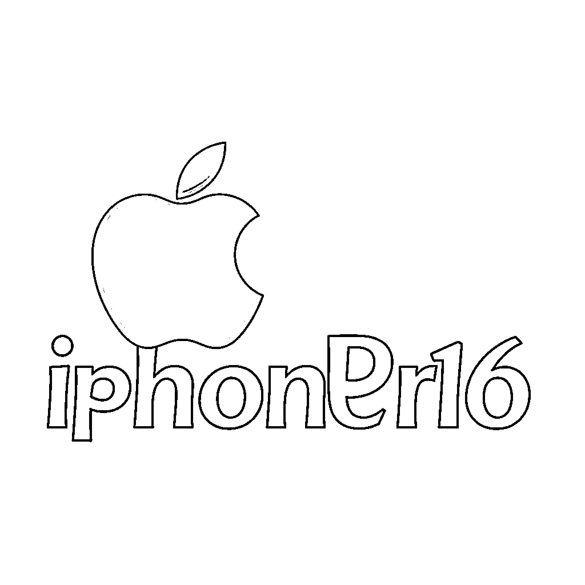 Apple logo and iPhone 6 text design Coloring Page (free black-and-white line drawing printable PDF for all, from beginners to advanced learners, including children, teens, adults, and seniors)