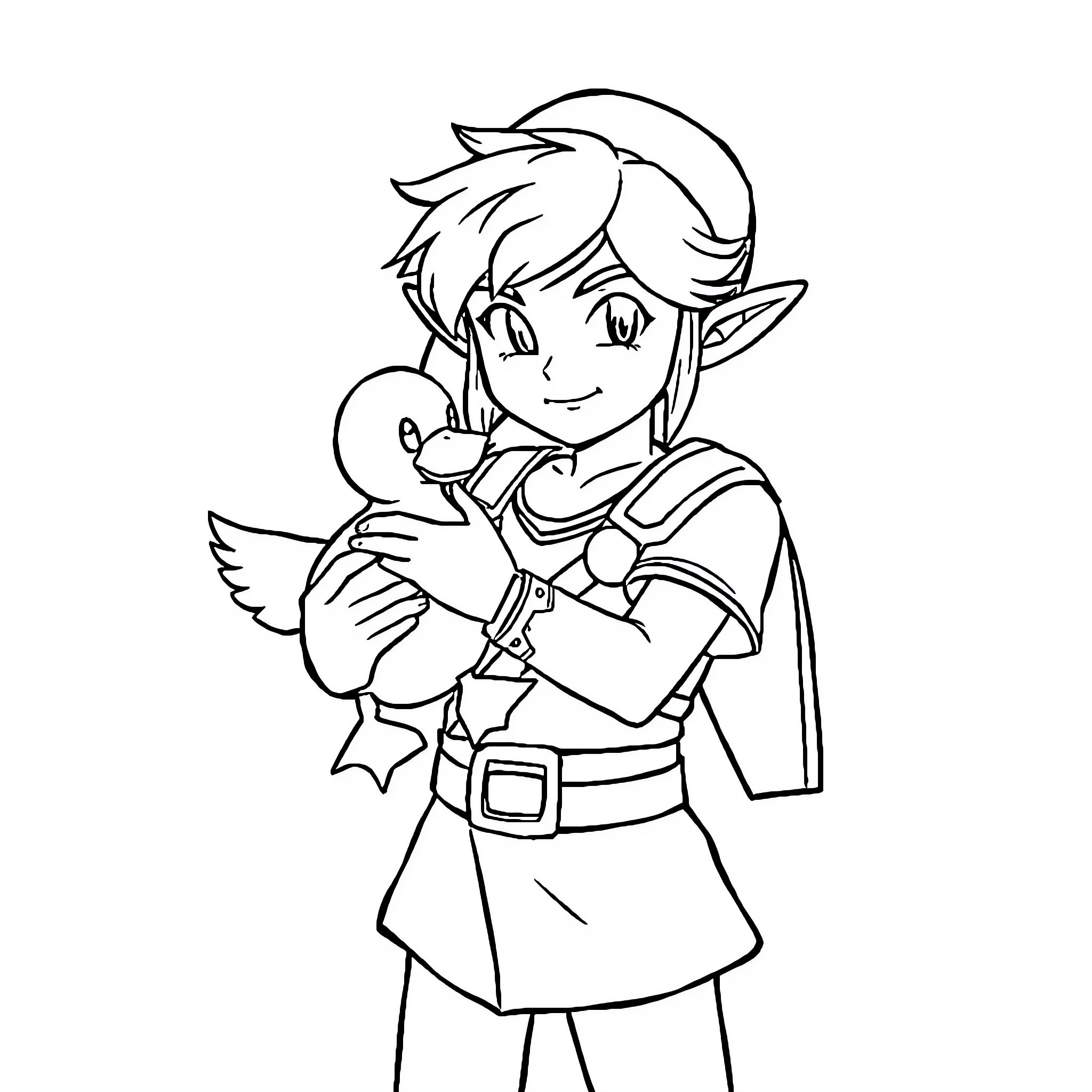Link adventuring with a companion Coloring Page (free black-and-white line drawing printable PDF for all, from beginners to advanced learners, including children, teens, adults, and seniors)