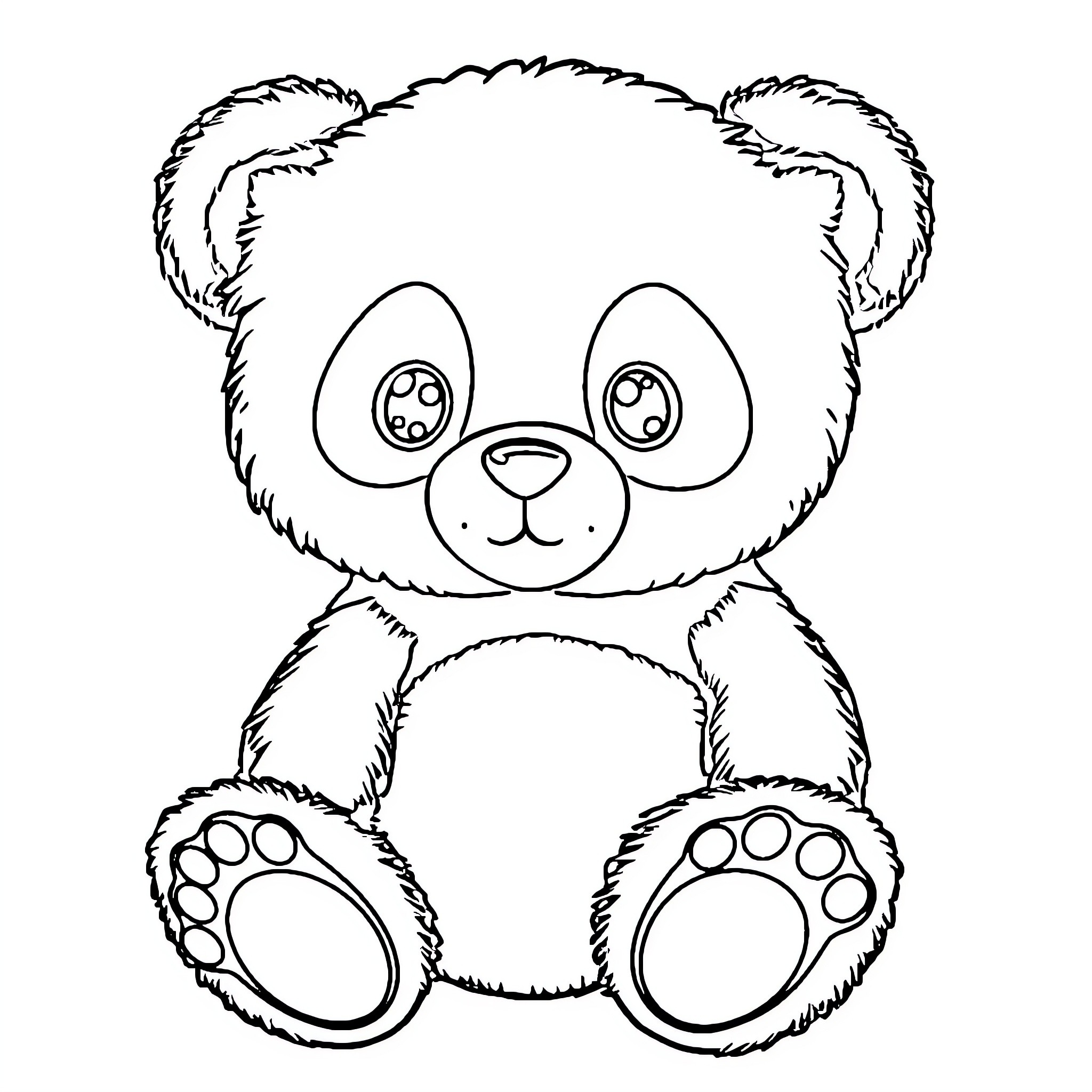Teddy Bear with Curious Expression Coloring Page (free black-and-white line drawing printable PDF for all, from beginners to advanced learners, including children, teens, adults, and seniors)