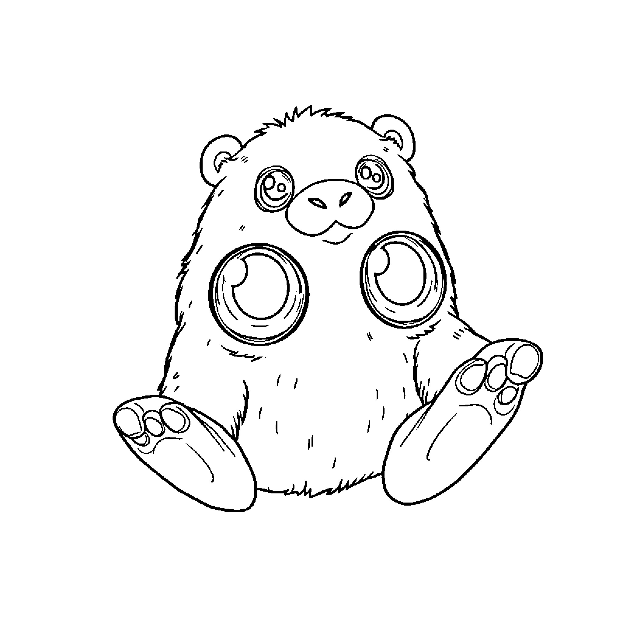 Fist-Pumping Panda: Energetic Pose Coloring Page (free black-and-white line drawing printable PDF for all, from beginners to advanced learners, including children, teens, adults, and seniors)