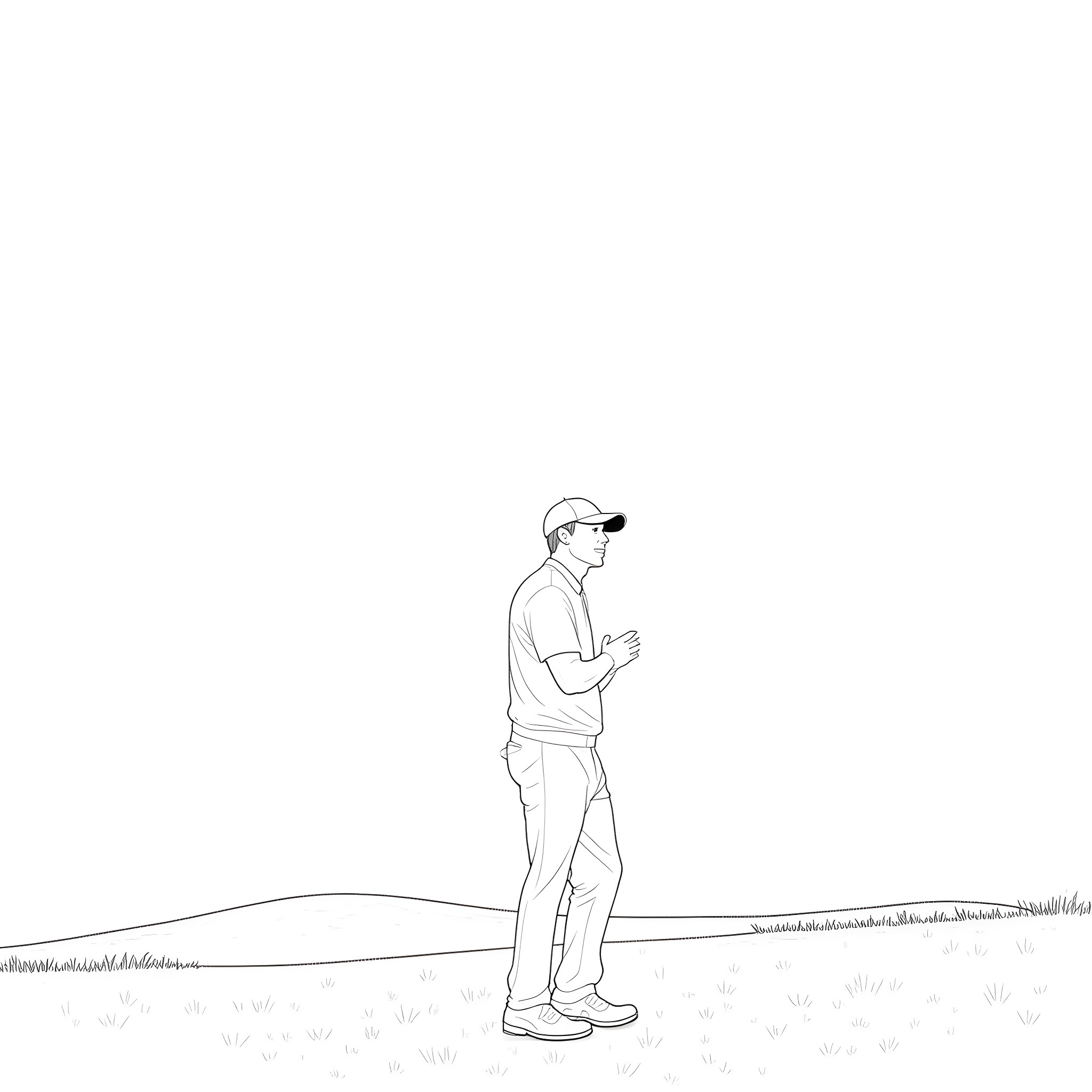 Tiger standing alone in the wilderness Coloring Page (free black-and-white line drawing printable PDF for all, from beginners to advanced learners, including children, teens, adults, and seniors)