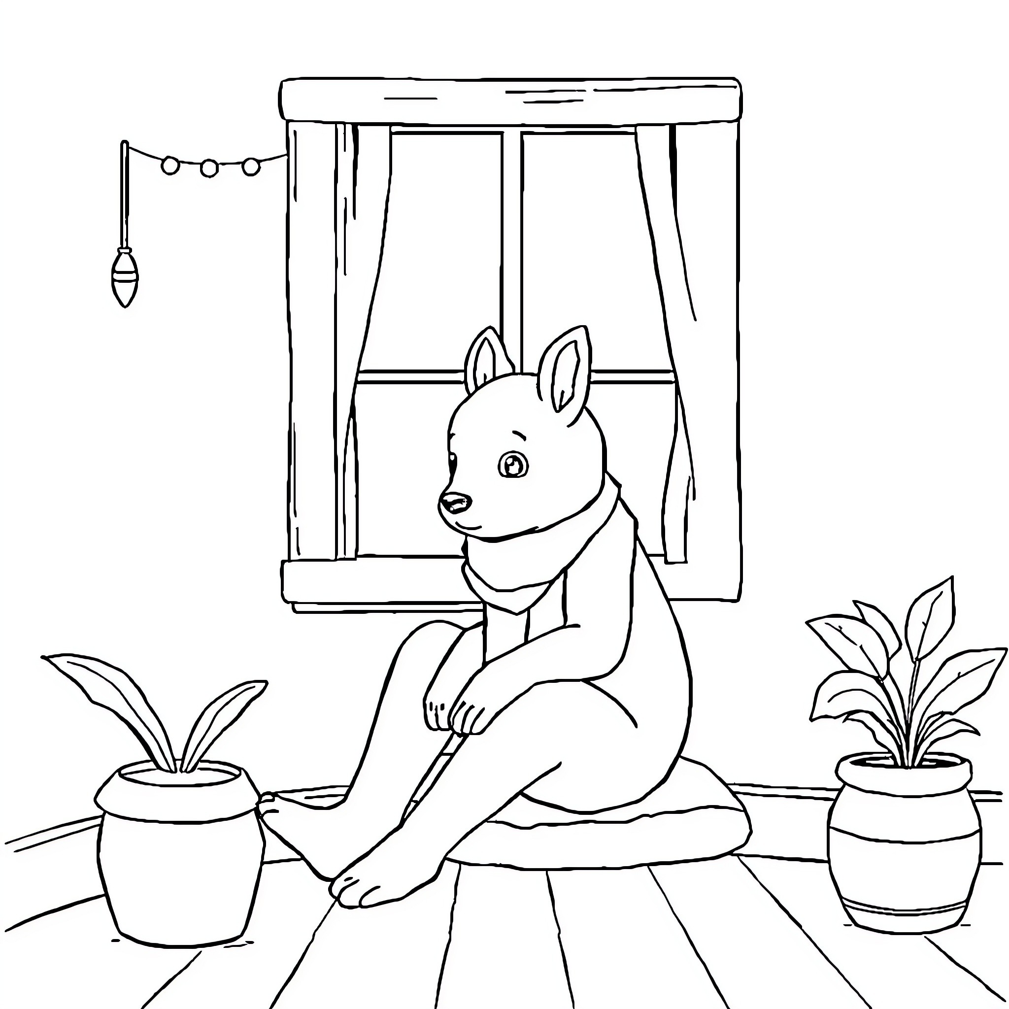 Un Ataid's Cozy Indoor Retreat Coloring Page (free black-and-white line drawing printable PDF for all, from beginners to advanced learners, including children, teens, adults, and seniors)