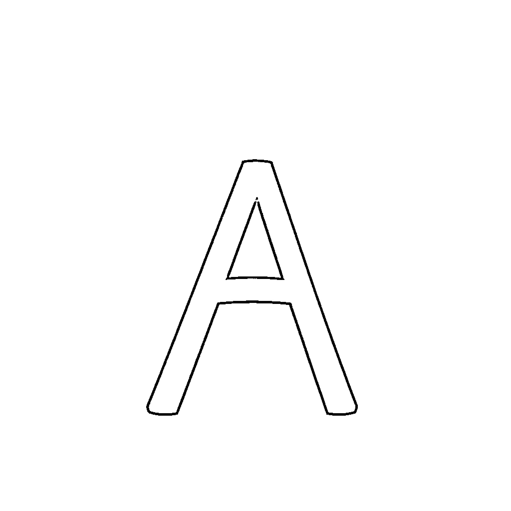 Letter A Outlined on Plain Background Coloring Page (free black-and-white line drawing printable PDF for all, from beginners to advanced learners, including children, teens, adults, and seniors)