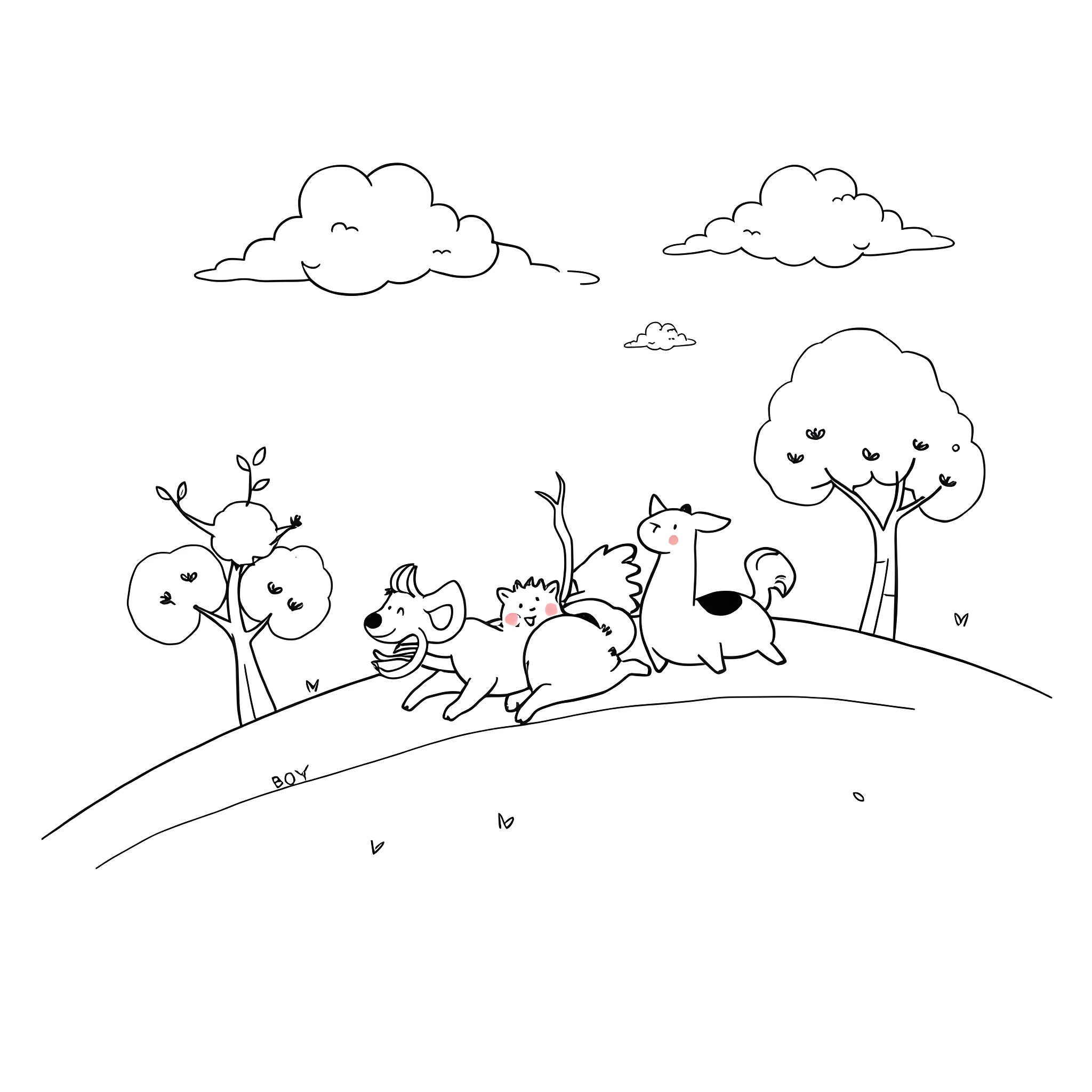 Rollback to a Playful Outdoor Adventure Coloring Page (free black-and-white line drawing printable PDF for all, from beginners to advanced learners, including children, teens, adults, and seniors)