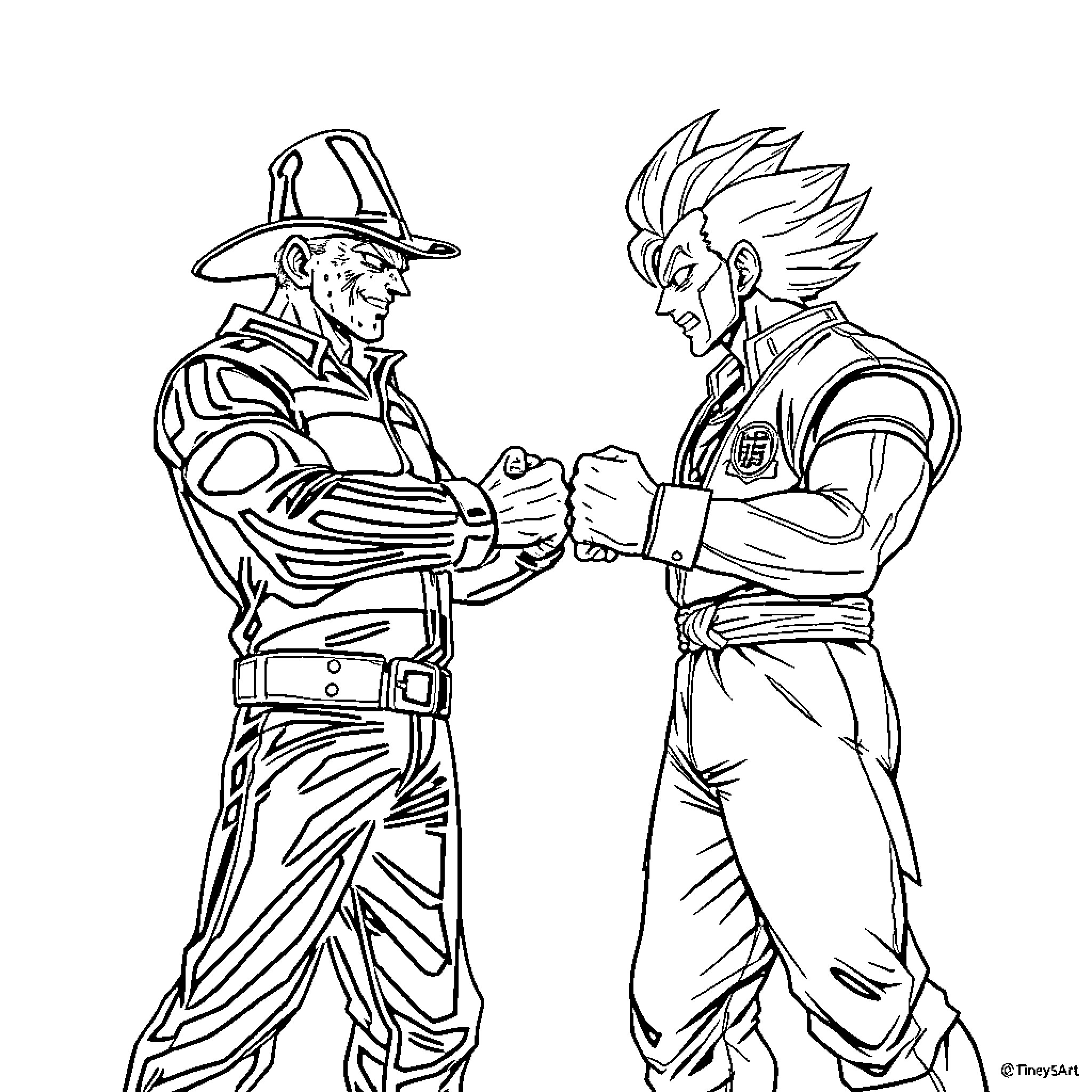 Freddy's Firefighter Face-Off Coloring Page (free black-and-white line drawing printable PDF for all, from beginners to advanced learners, including children, teens, adults, and seniors)
