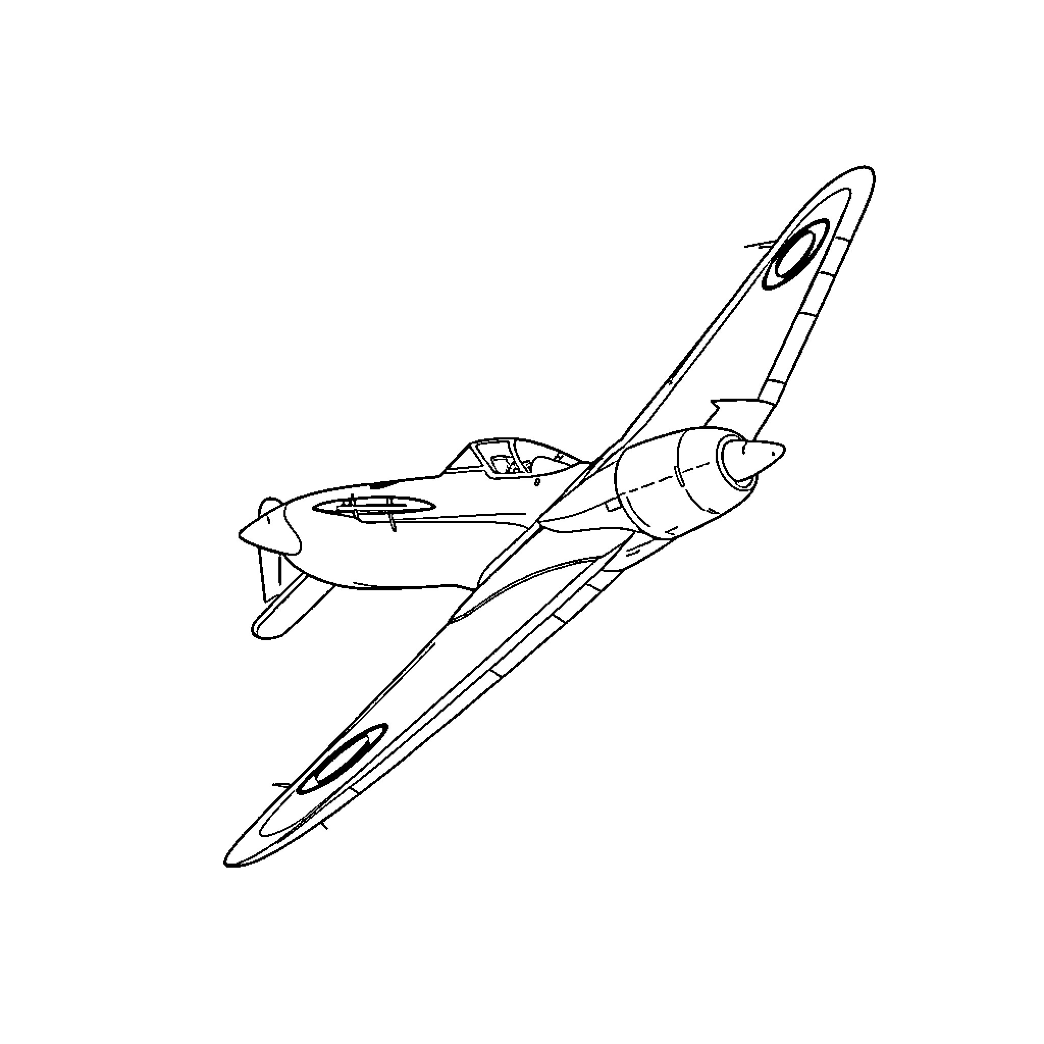 Corsair fighter plane in flight Coloring Page (free black-and-white line drawing printable PDF for all, from beginners to advanced learners, including children, teens, adults, and seniors)