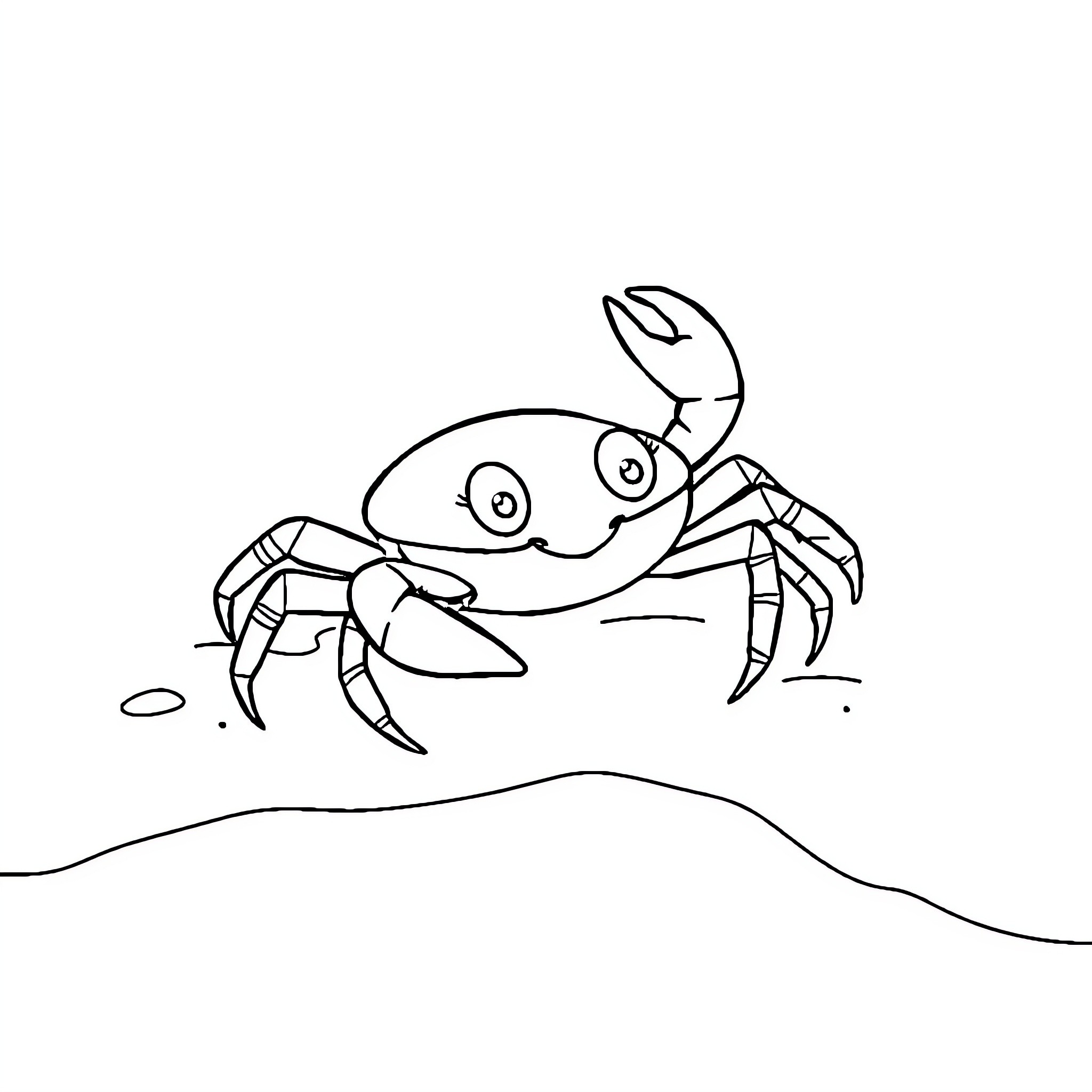 Crab scurrying across the seafloor Coloring Page (free black-and-white line drawing printable PDF for all, from beginners to advanced learners, including children, teens, adults, and seniors)
