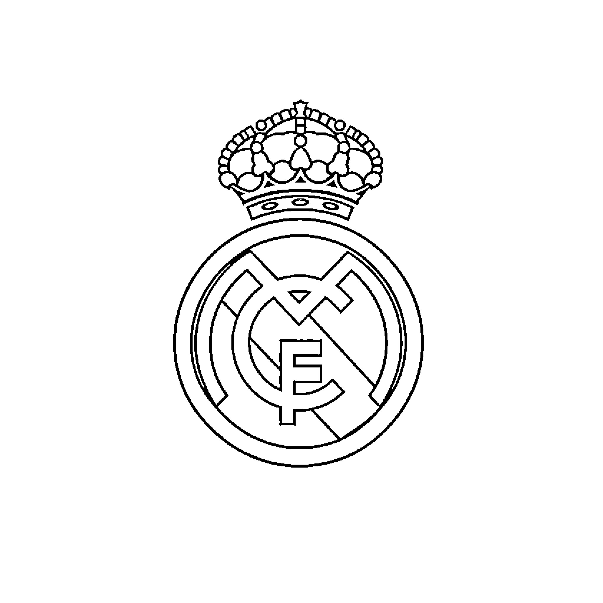 Real Madrid official team logo Coloring Page (free black-and-white line drawing printable PDF for all, from beginners to advanced learners, including children, teens, adults, and seniors)