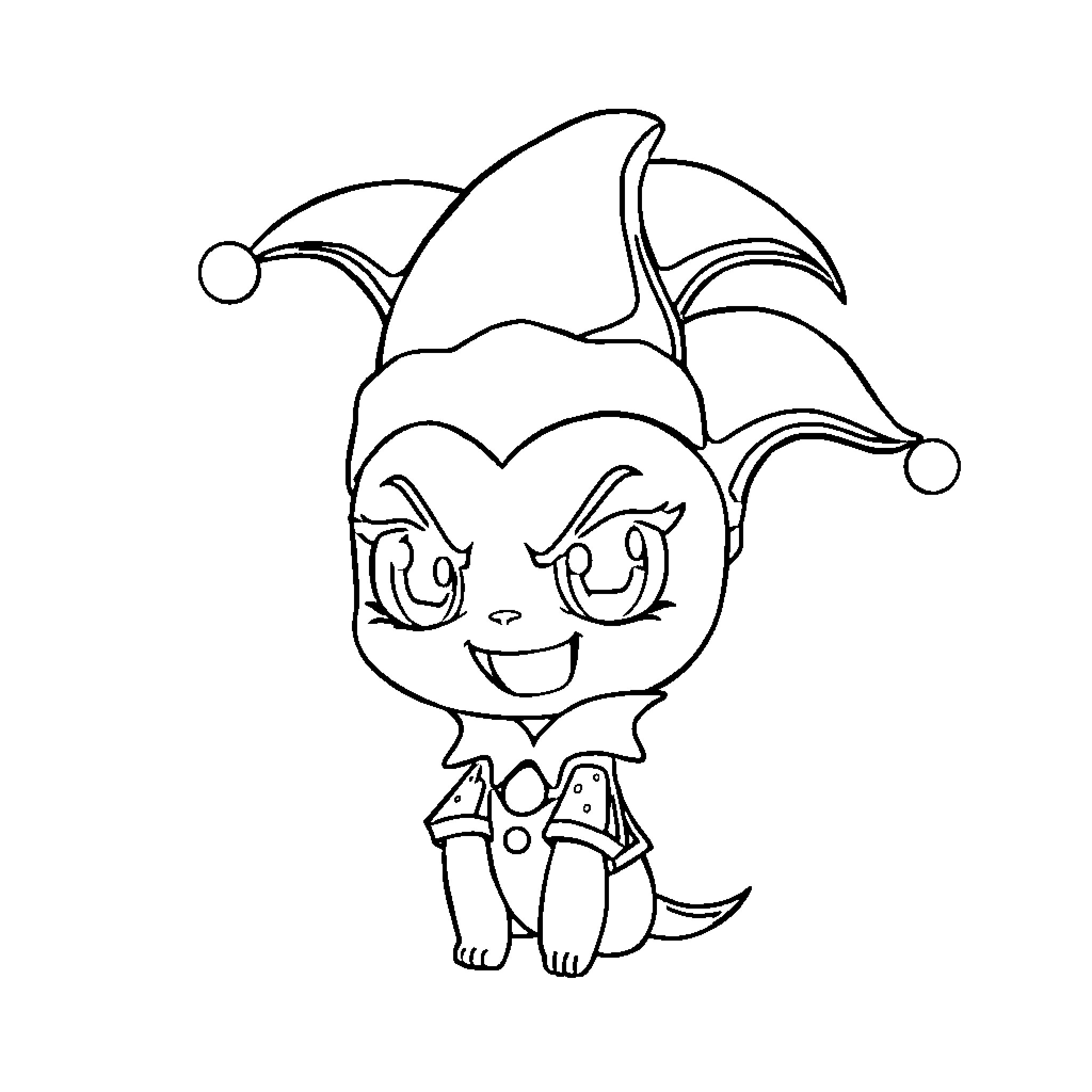 Kuromi in a Playful Mood Coloring Page (free black-and-white line drawing printable PDF for all, from beginners to advanced learners, including children, teens, adults, and seniors)