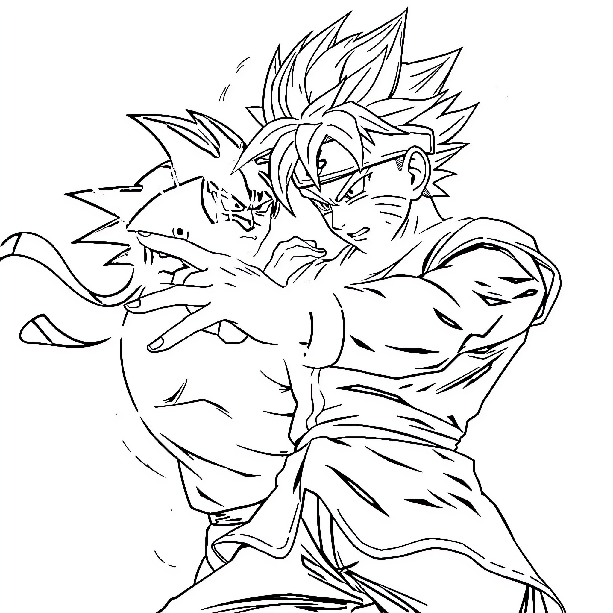 Naruto character in intense action pose Coloring Page (free black-and-white line drawing printable PDF for all, from beginners to advanced learners, including children, teens, adults, and seniors)