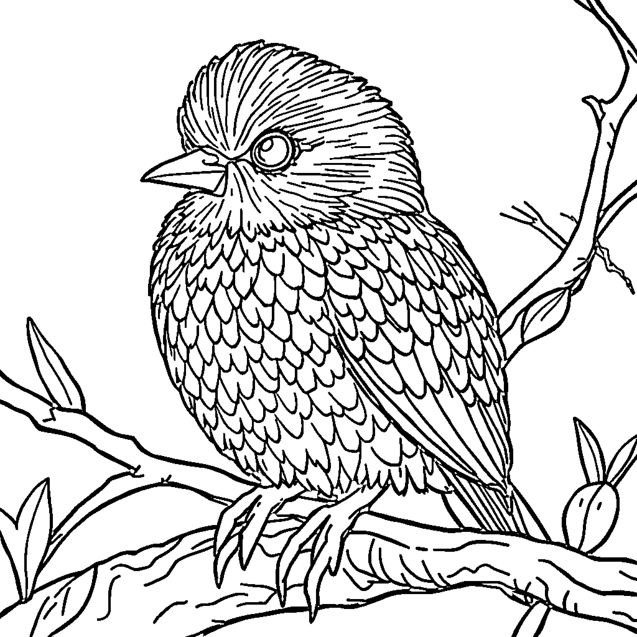 Dachshund sitting on a tree branch Coloring Page (free black-and-white line drawing printable PDF for all, from beginners to advanced learners, including children, teens, adults, and seniors)