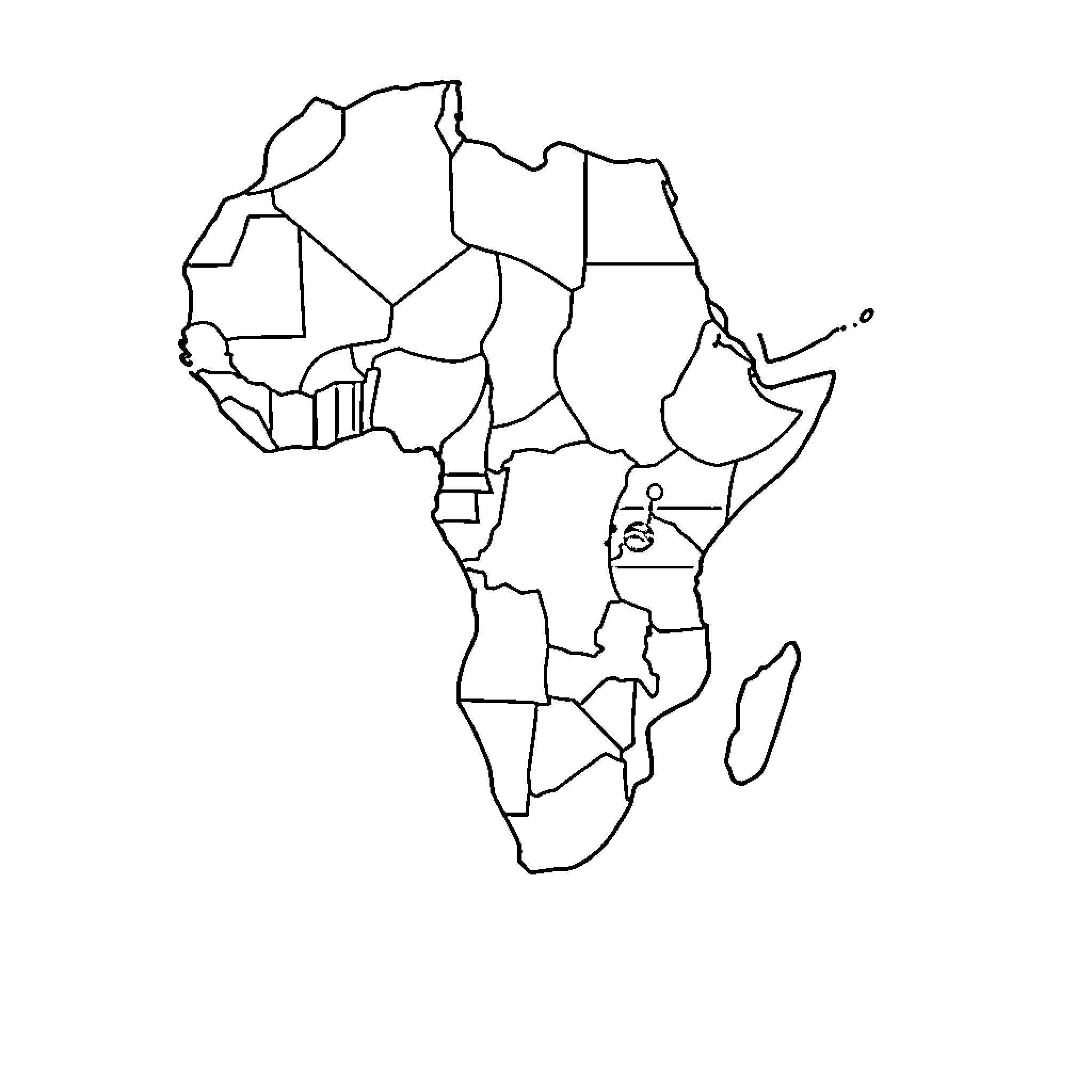 Flag of diverse African nations on a map Coloring Page (free black-and-white line drawing printable PDF for all, from beginners to advanced learners, including children, teens, adults, and seniors)