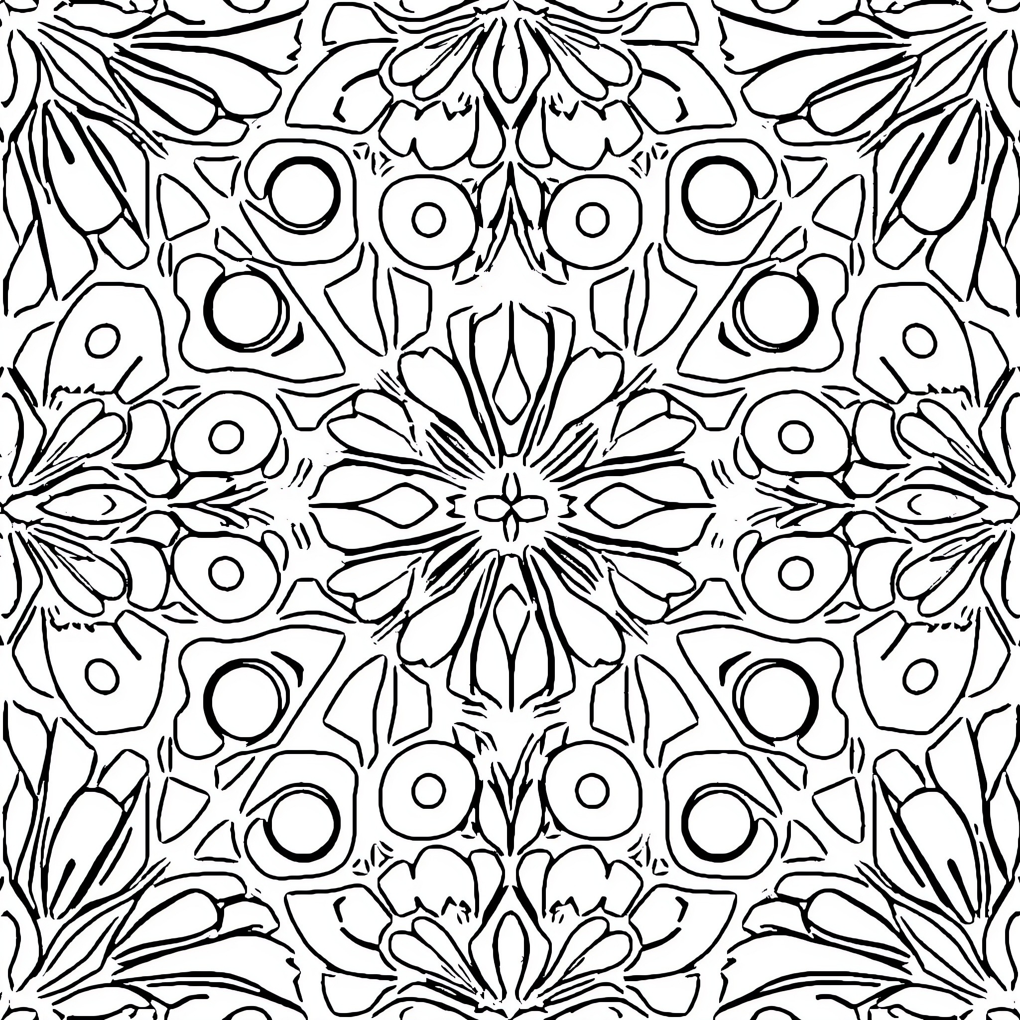 Animal abstract geometric pattern Coloring Page (free black-and-white line drawing printable PDF for all, from beginners to advanced learners, including children, teens, adults, and seniors)