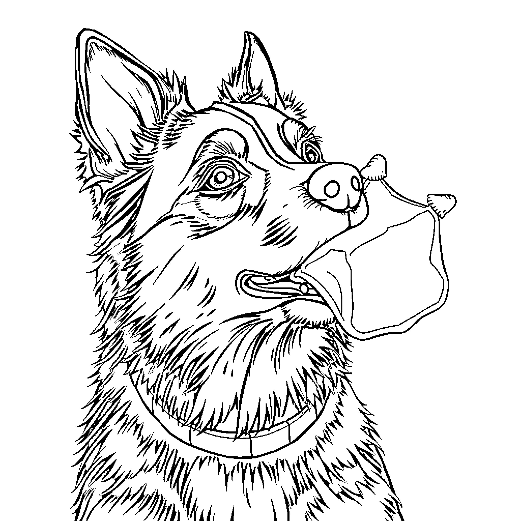 Hund licking its paw playfully Coloring Page (free black-and-white line drawing printable PDF for all, from beginners to advanced learners, including children, teens, adults, and seniors)
