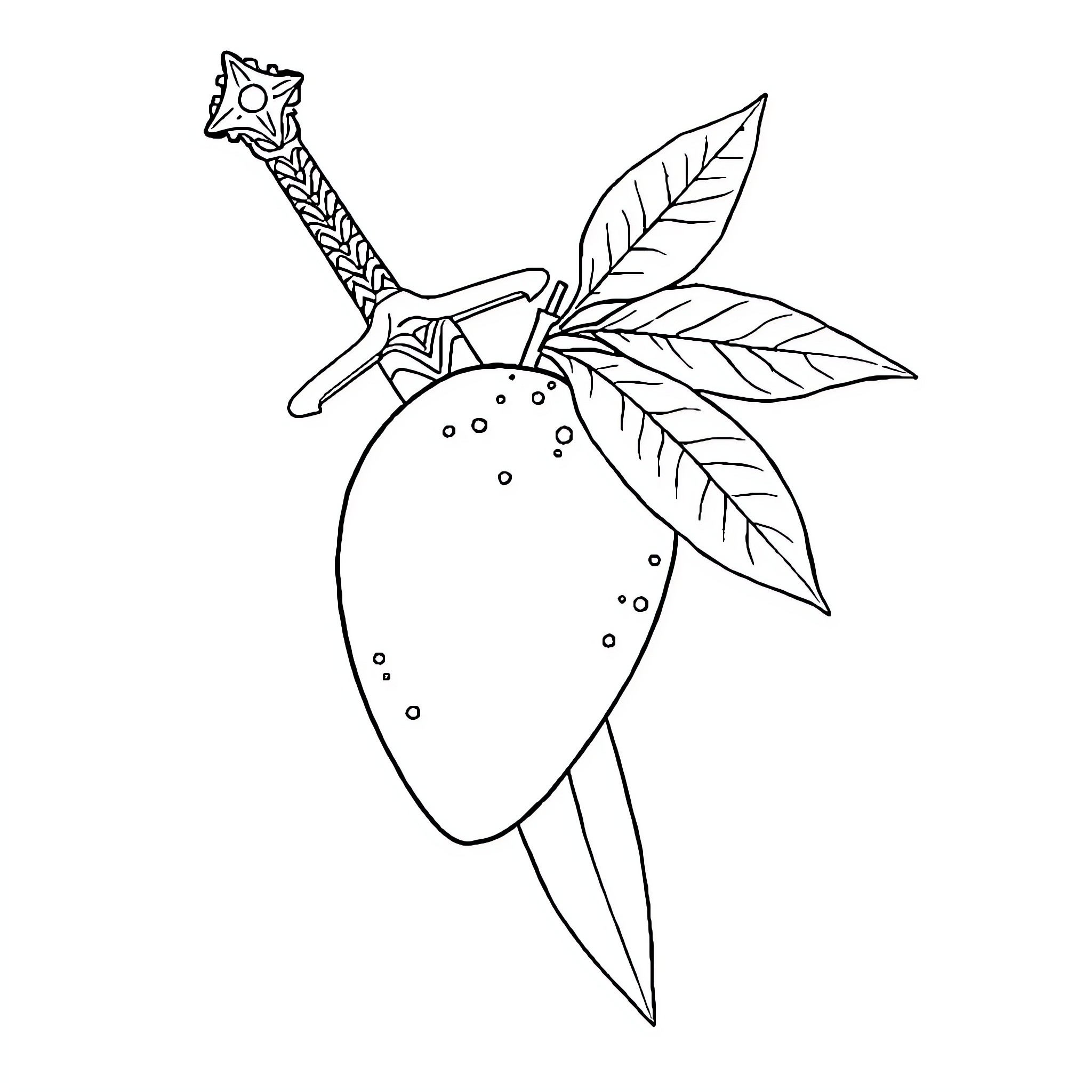 Sword with Floral Decorative Elements Coloring Page (free black-and-white line drawing printable PDF for all, from beginners to advanced learners, including children, teens, adults, and seniors)