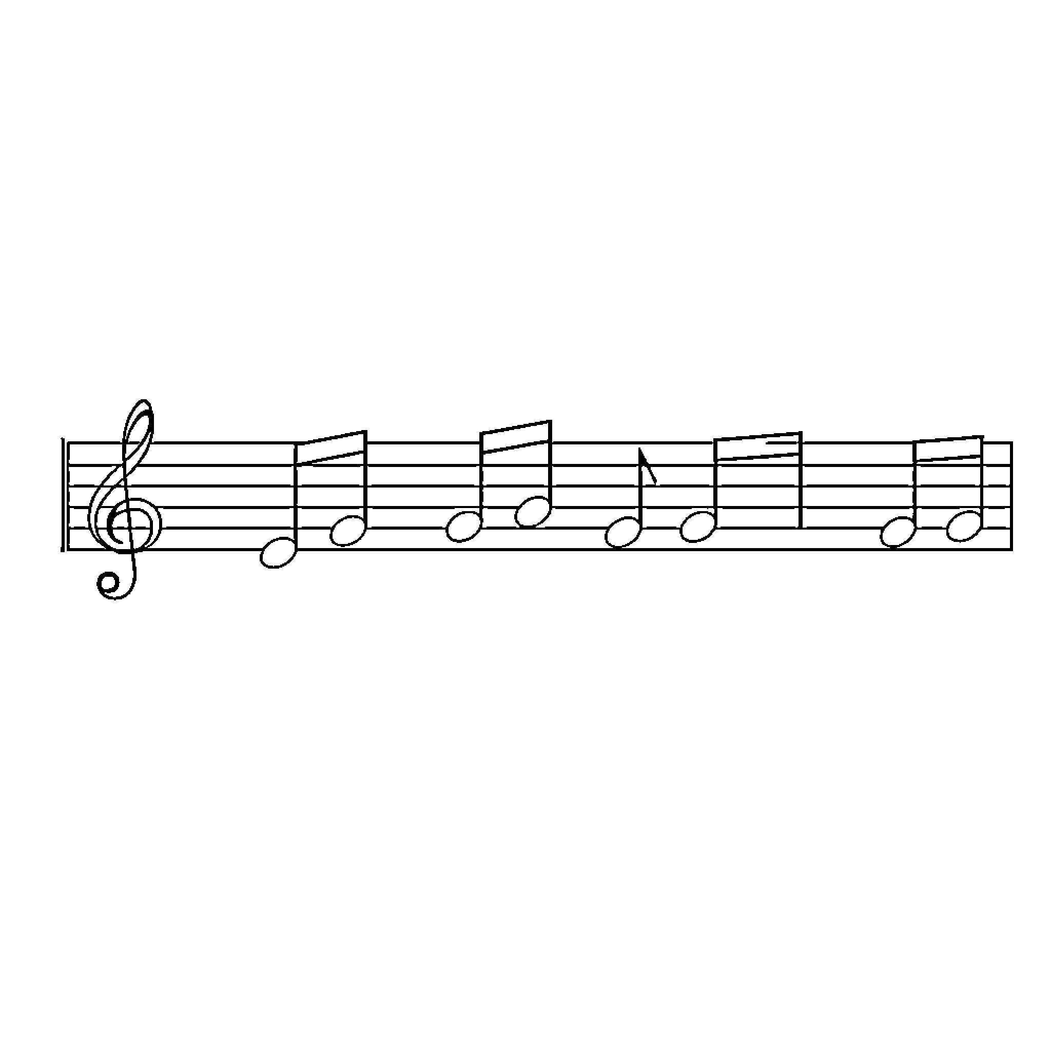 Music Note Symbols Arranged in Musical Notation Coloring Page (free black-and-white line drawing printable PDF for all, from beginners to advanced learners, including children, teens, adults, and seniors)