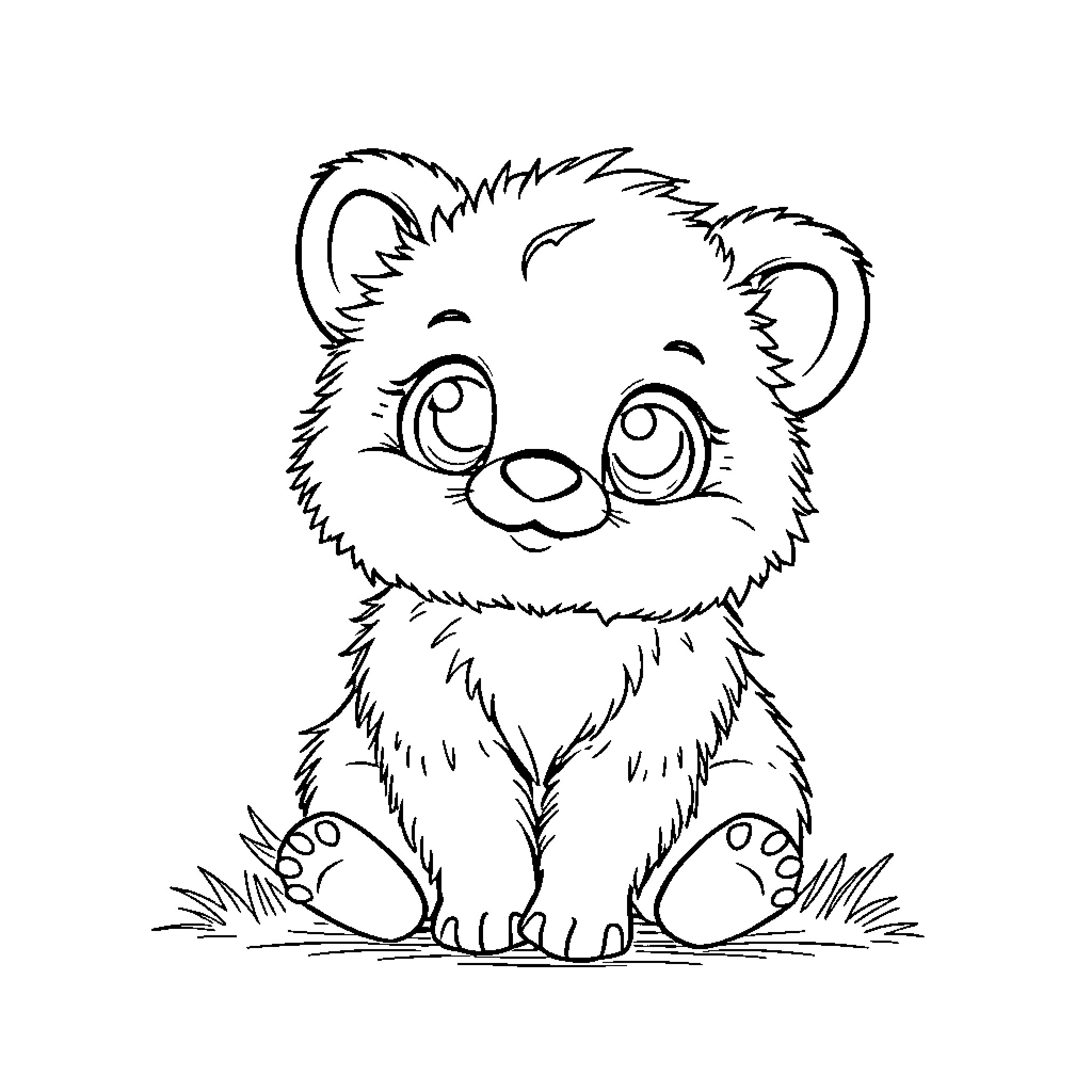 Animal looking curiously at the viewer Coloring Page (free black-and-white line drawing printable PDF for all, from beginners to advanced learners, including children, teens, adults, and seniors)