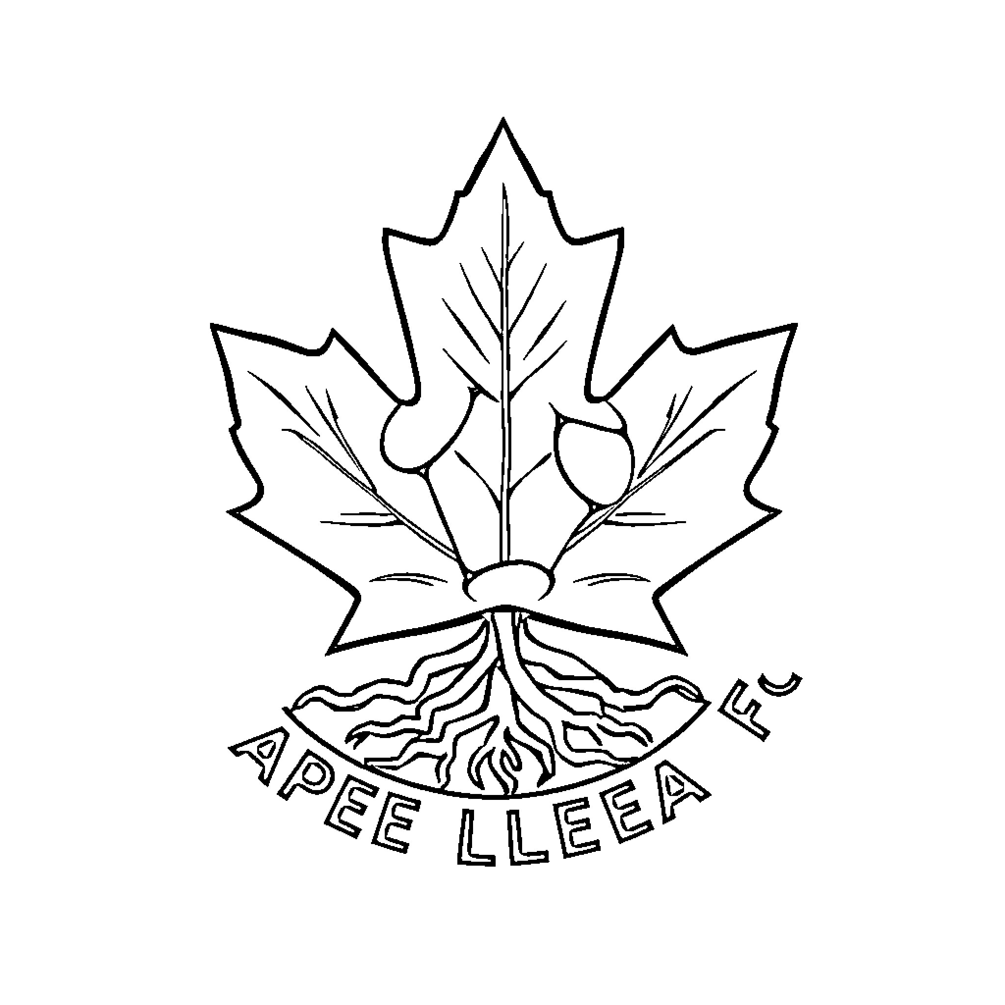 Maple Leaf FC club emblem illustration Coloring Page (free black-and-white line drawing printable PDF for all, from beginners to advanced learners, including children, teens, adults, and seniors)