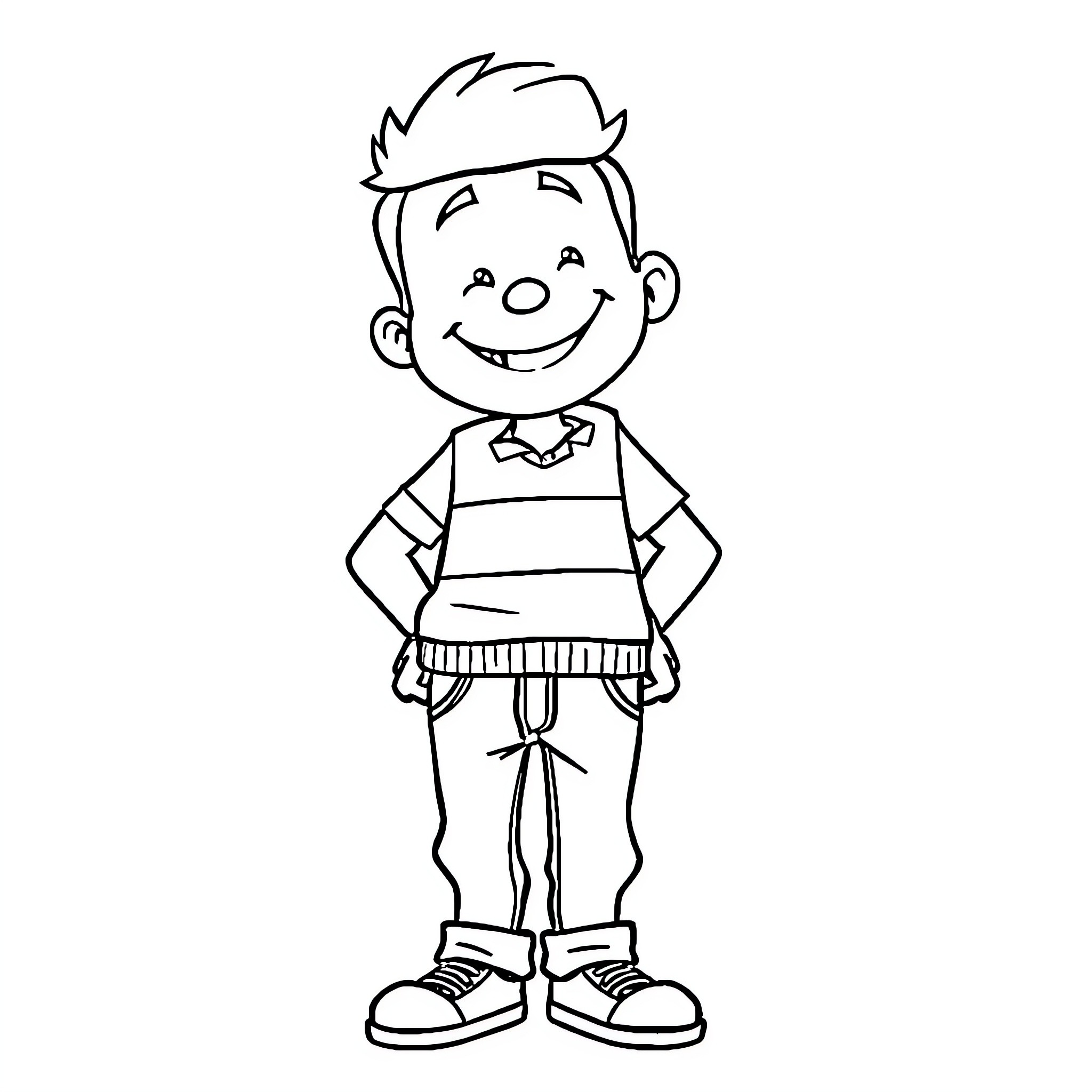 Matt's Cheerful Outline Drawing Coloring Page (free black-and-white line drawing printable PDF for all, from beginners to advanced learners, including children, teens, adults, and seniors)