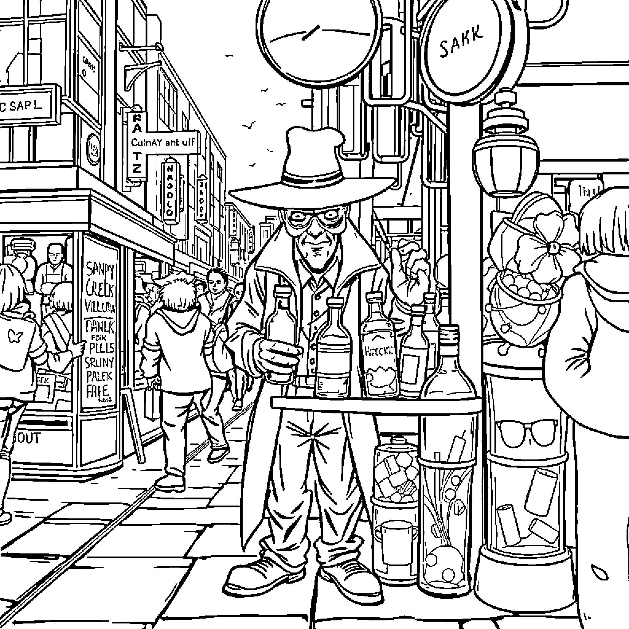 Drink from the corner store Coloring Page (free black-and-white line drawing printable PDF for all, from beginners to advanced learners, including children, teens, adults, and seniors)