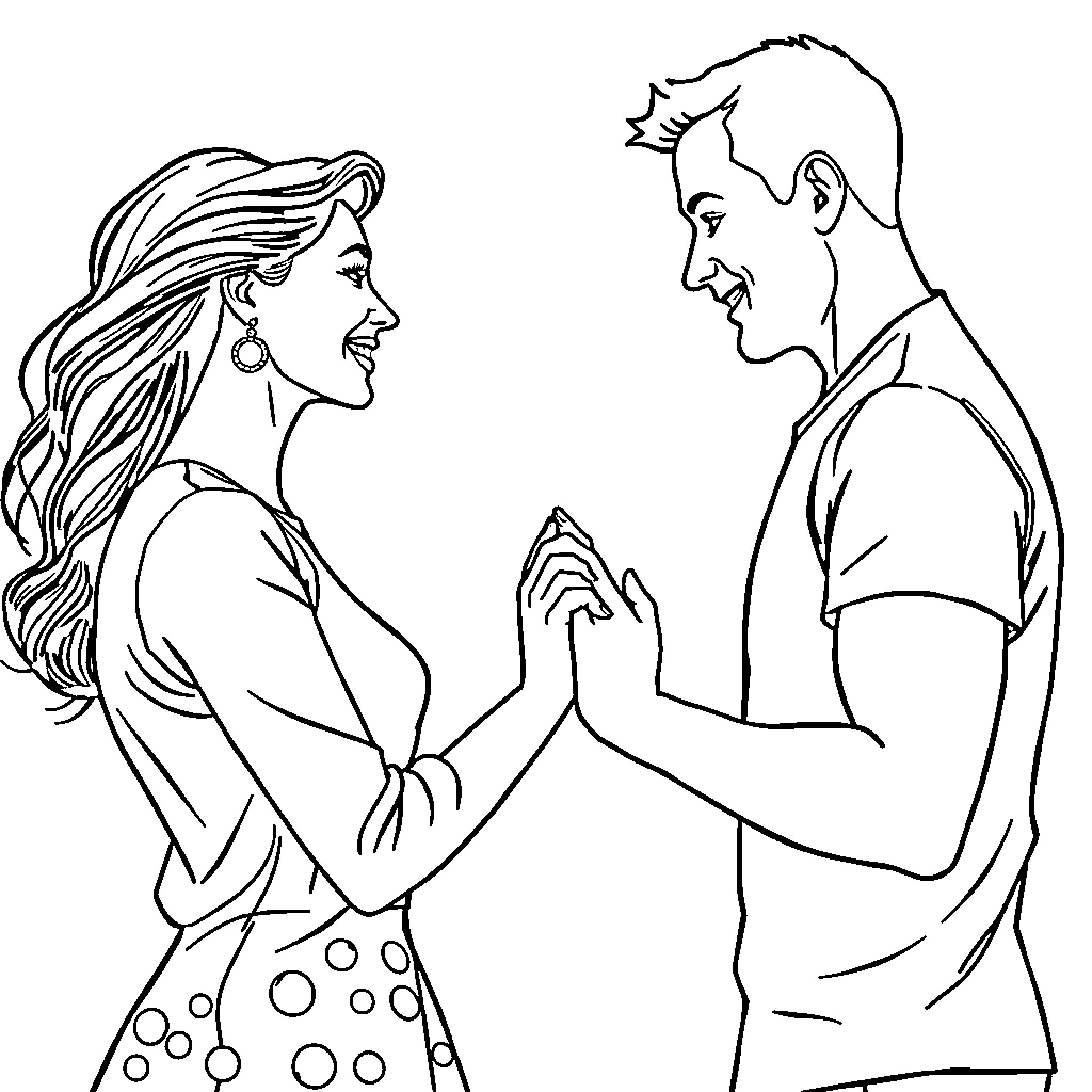 Couple sharing an intimate moment Coloring Page (free black-and-white line drawing printable PDF for all, from beginners to advanced learners, including children, teens, adults, and seniors)
