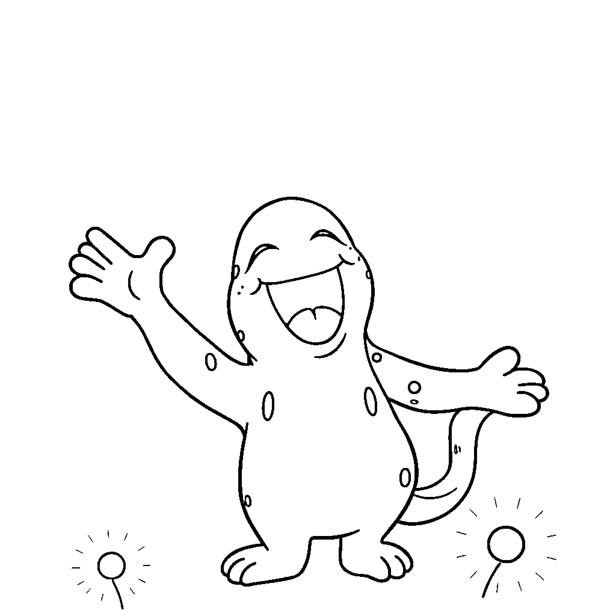 Tralalero character joyfully expressing excitement Coloring Page (free black-and-white line drawing printable PDF for all, from beginners to advanced learners, including children, teens, adults, and seniors)