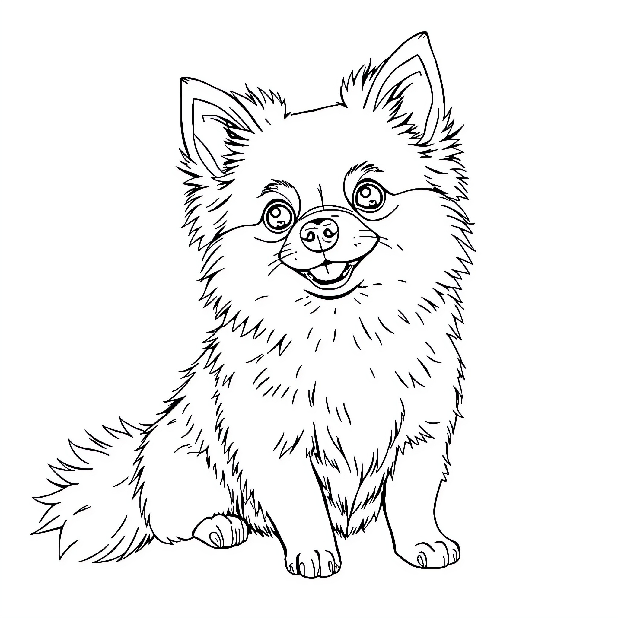 Dog Sitting Happily in a Sketch Style Coloring Page (free black-and-white line drawing printable PDF for all, from beginners to advanced learners, including children, teens, adults, and seniors)