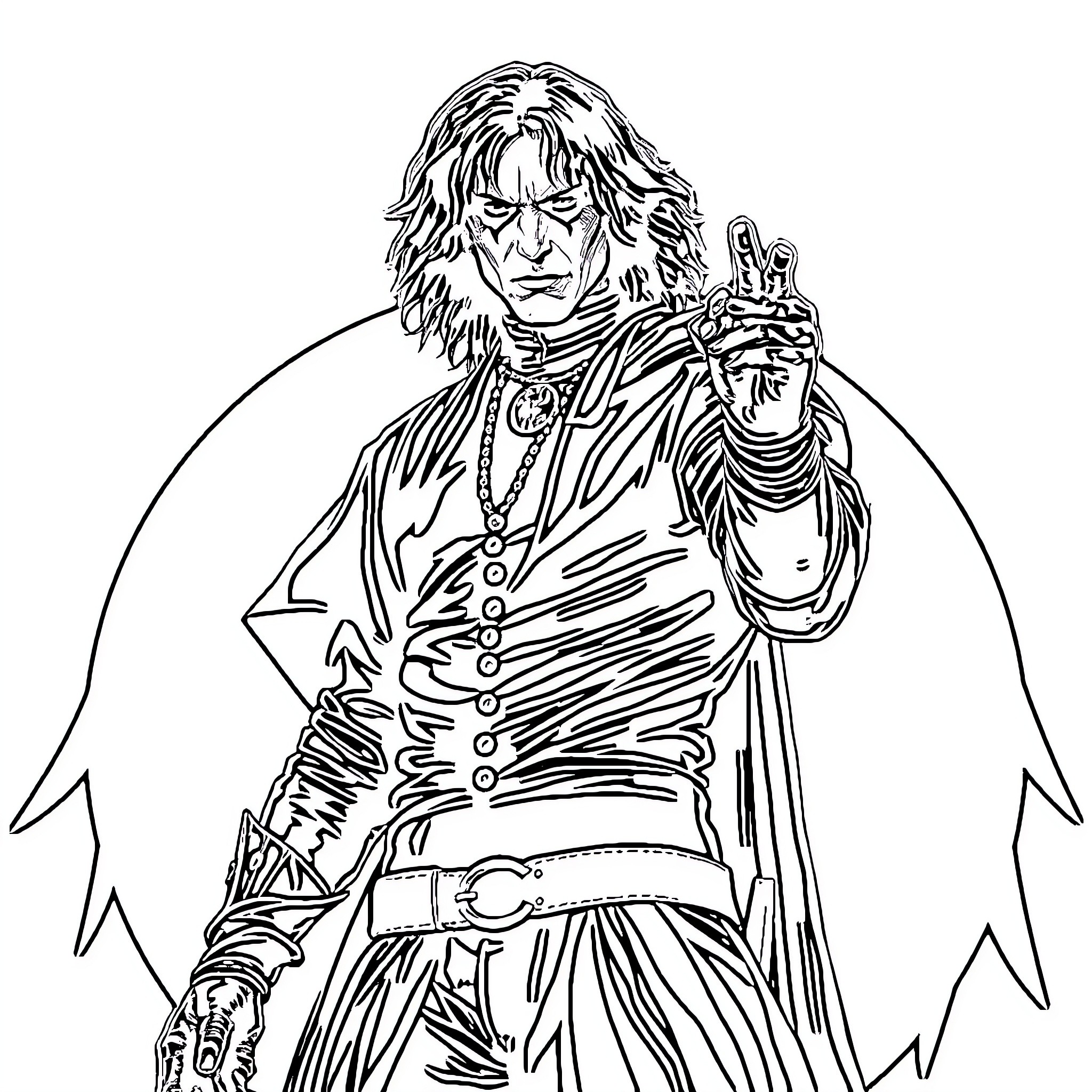 Crow wielding a sword in a heroic pose Coloring Page (free black-and-white line drawing printable PDF for all, from beginners to advanced learners, including children, teens, adults, and seniors)