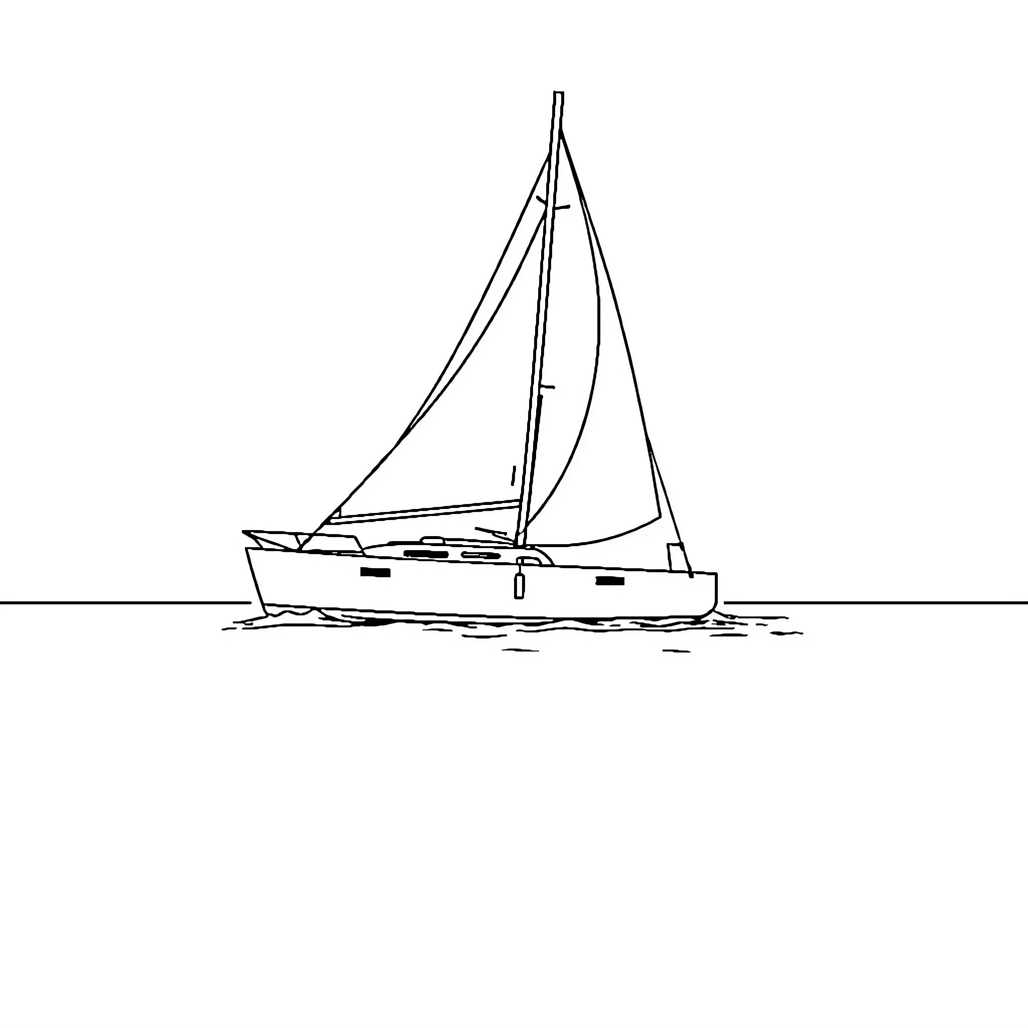 Penduick's Peaceful Sailing Adventure Coloring Page (free black-and-white line drawing printable PDF for all, from beginners to advanced learners, including children, teens, adults, and seniors)